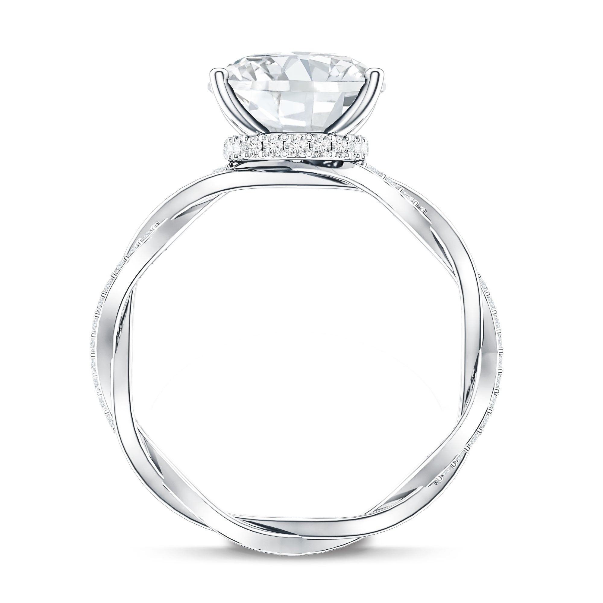 Rosec Jewels-IGI Certified 4 Carat Oval Lab Grown Diamond Huge Engagement Ring with Braided Band