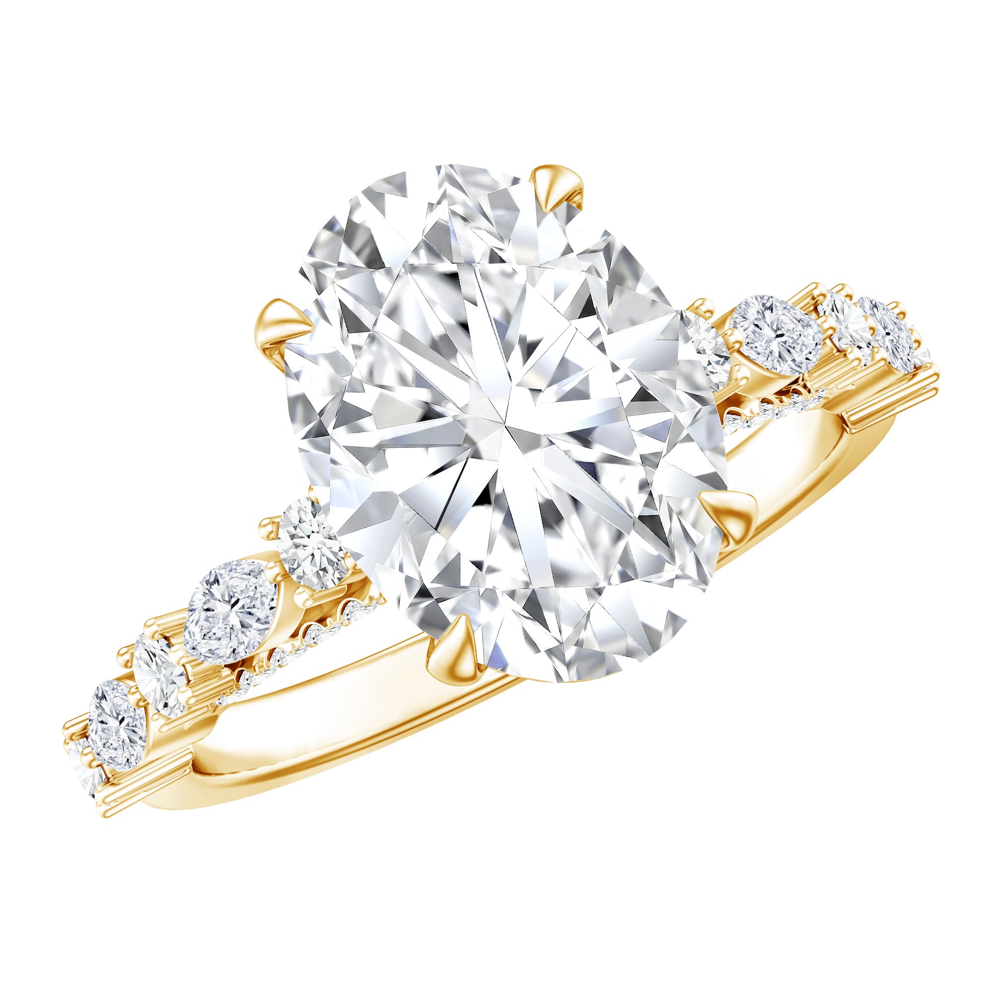 Rosec Jewels-3 Carat Oval Lab Grown Diamond Statement Engagement Ring with IGI Certificate