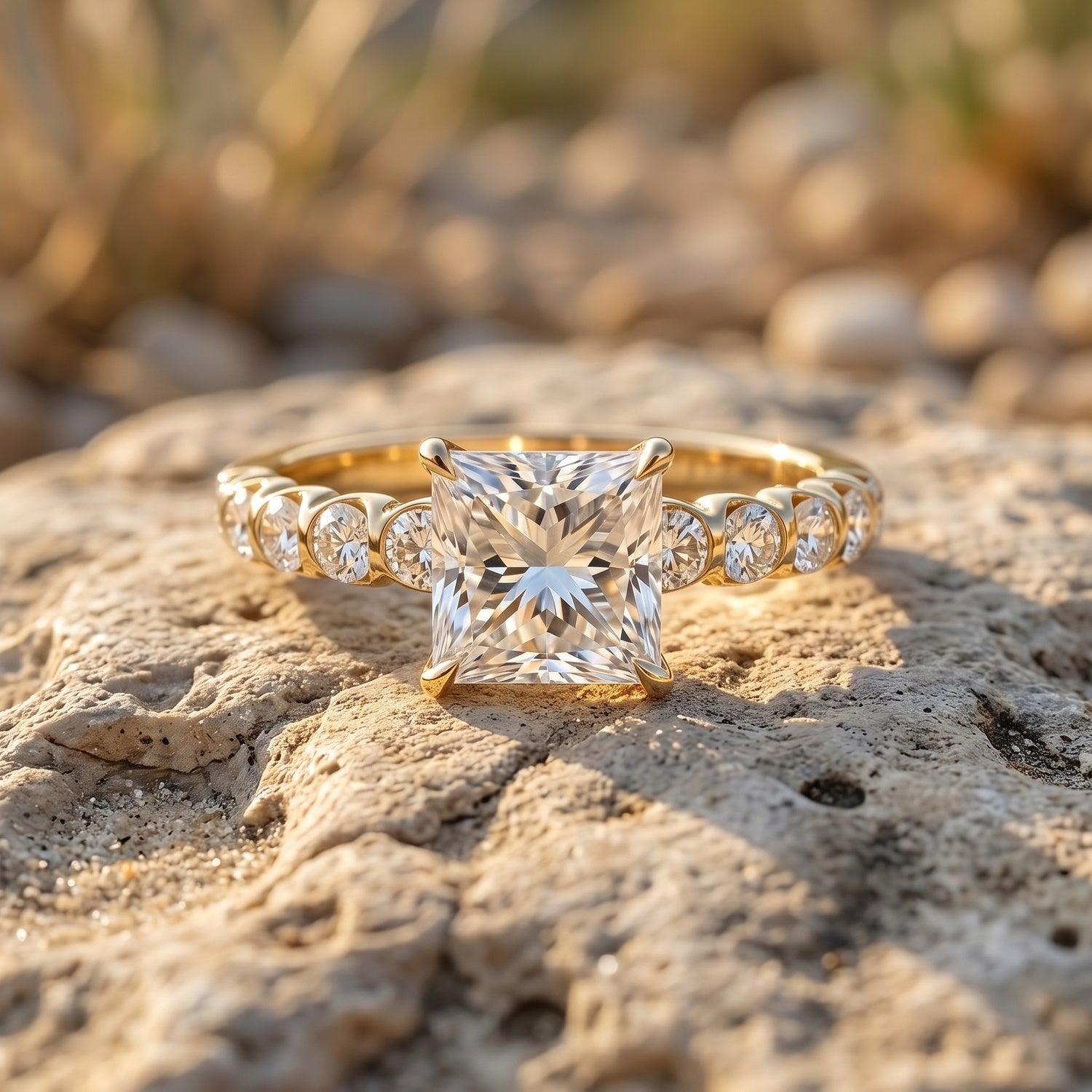 2 Carat IGI Certified Lab Grown Diamond Princess Cut Engagement Ring Lab - ( E-VS1 ) - Rosec Jewels