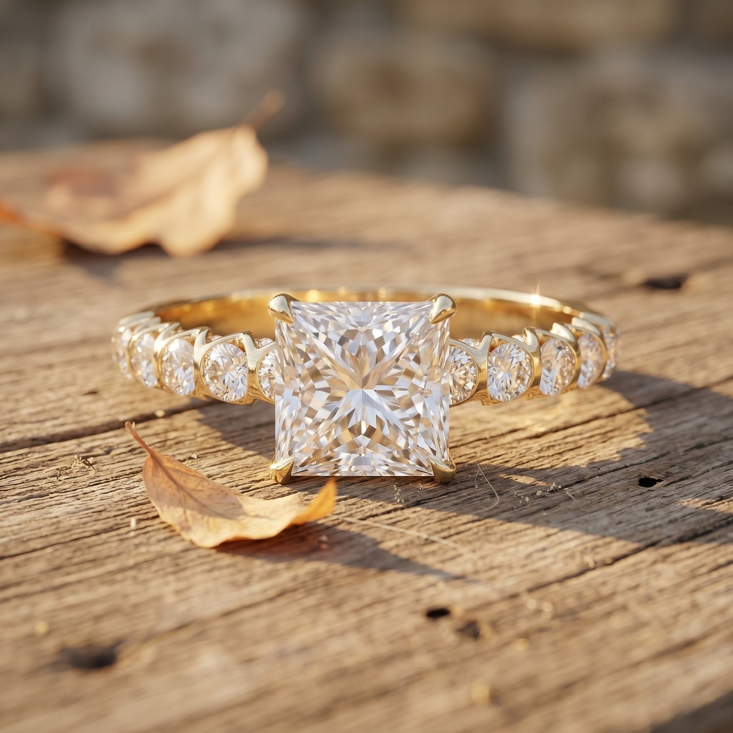 2 Carat IGI Certified Lab Grown Diamond Princess Cut Engagement Ring Lab - ( E-VS1 ) - Rosec Jewels