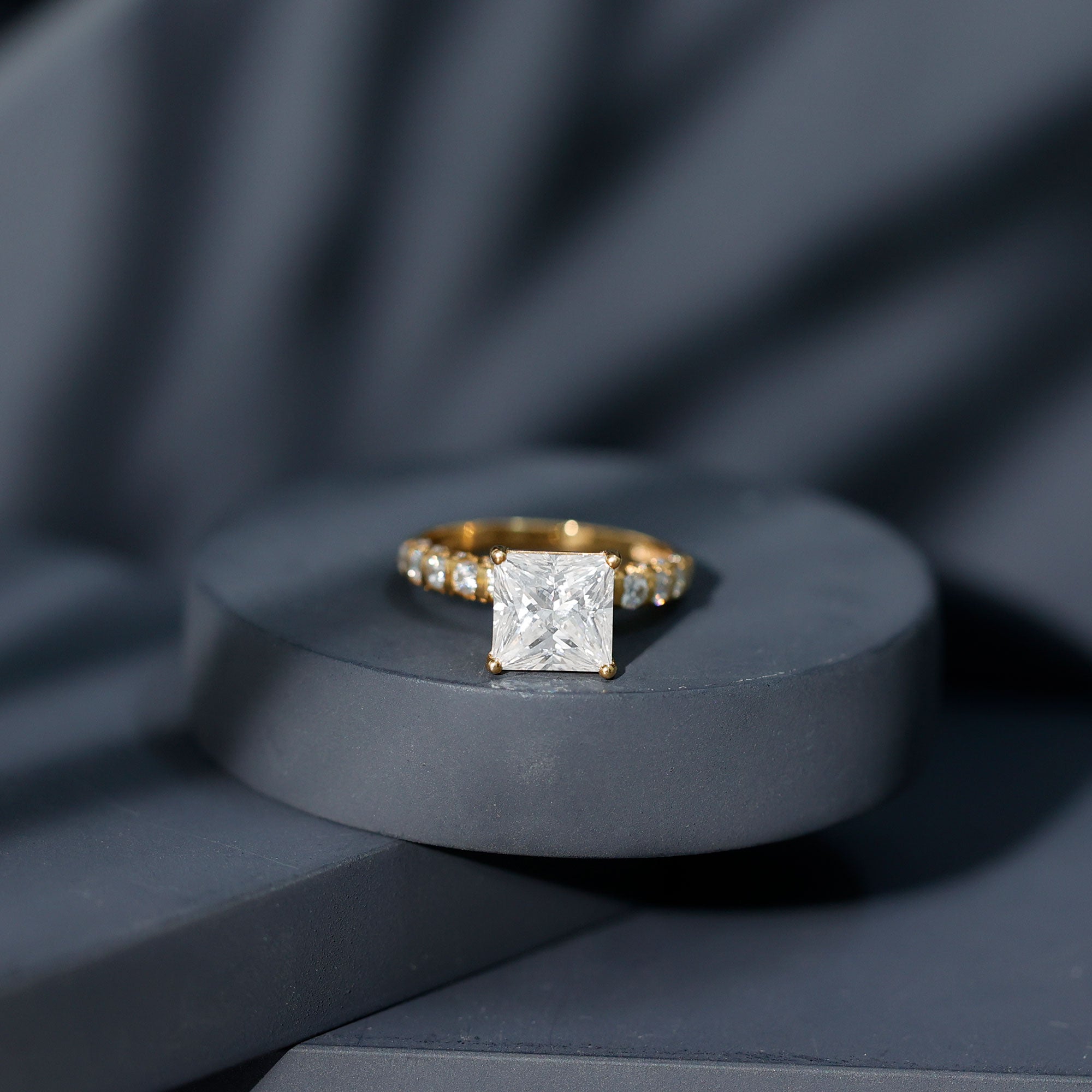 Rosec Jewels-IGI Certified Lab Grown Diamond 3 Carat Square Cut Engagement Ring