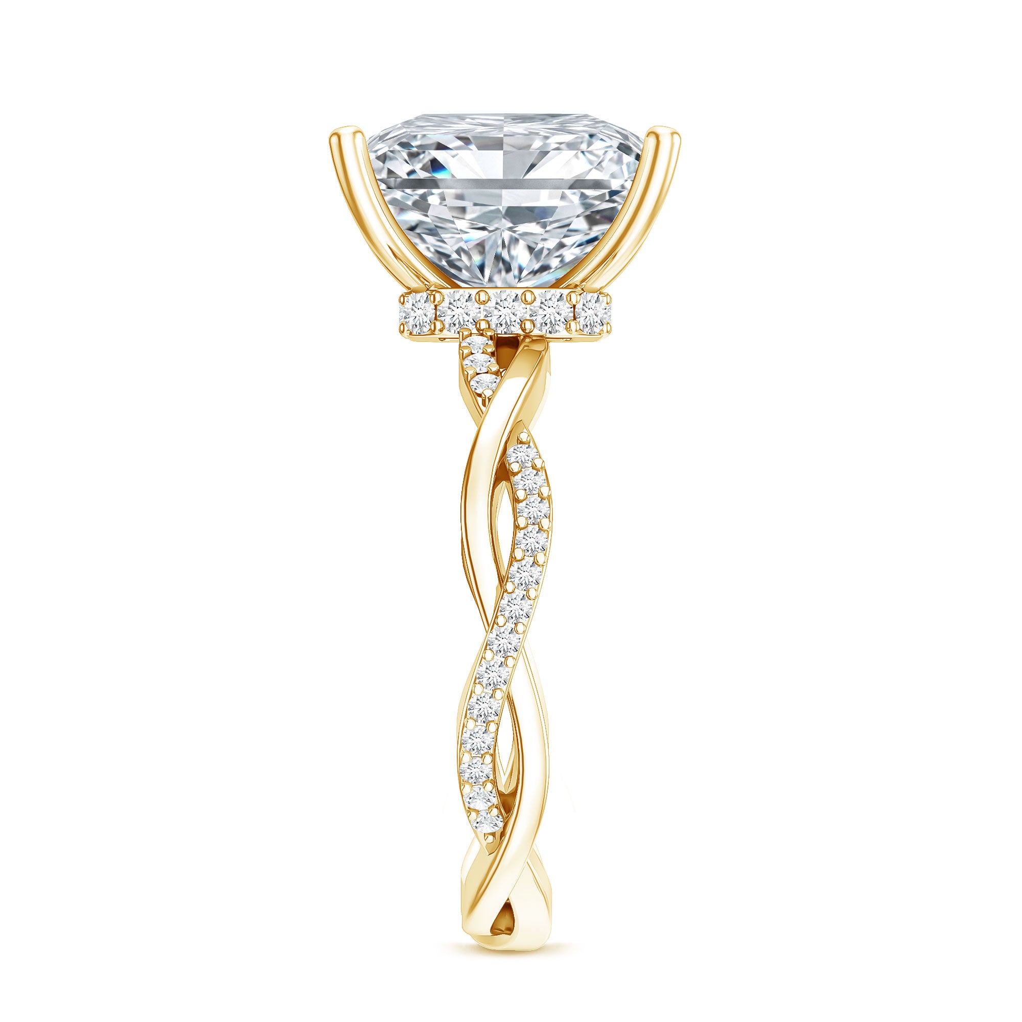 Rosec Jewels-IGI Certified 5 Carat Princess Cut Lab Grown Diamond Huge Engagement Ring with Braided Band