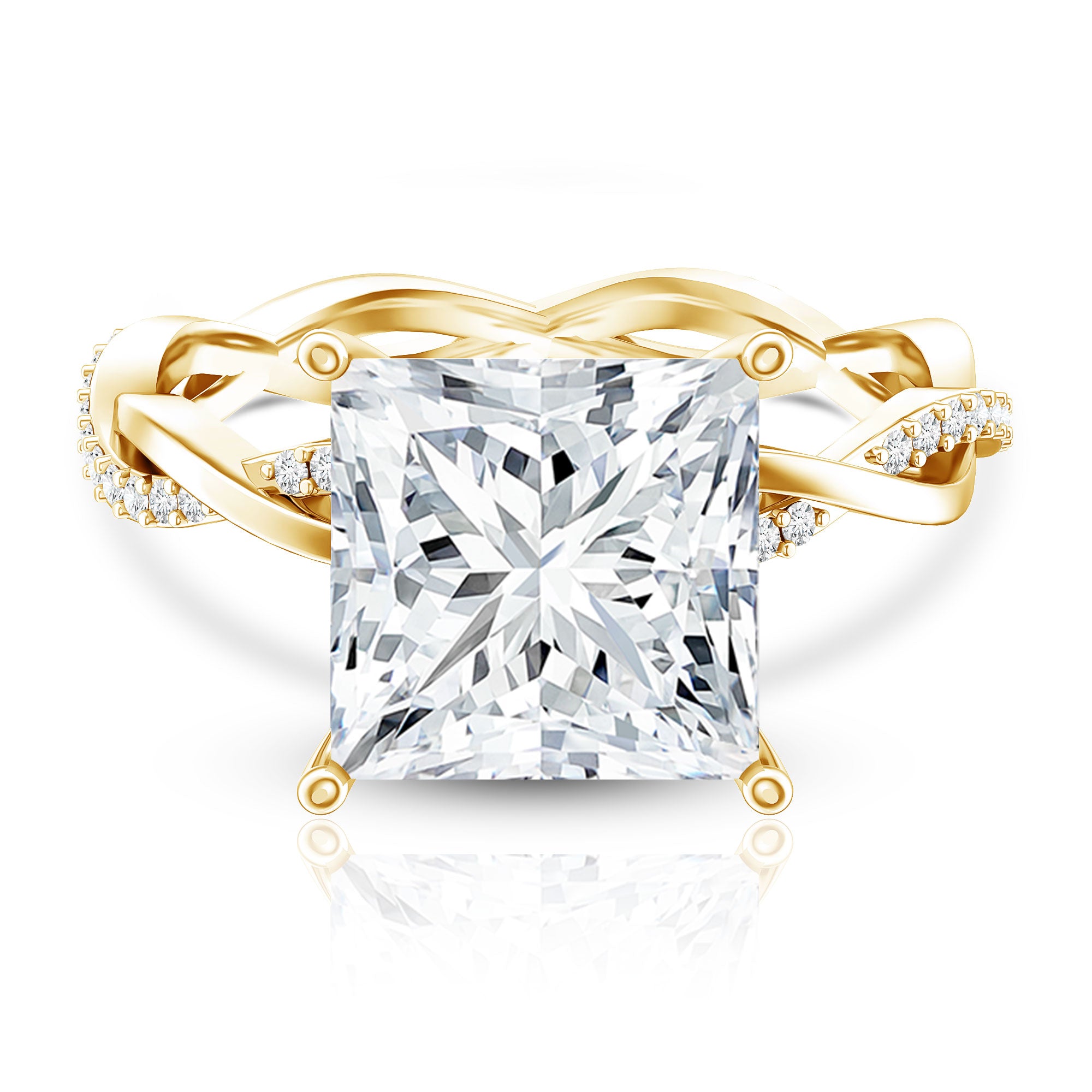 Rosec Jewels-IGI Certified 5 Carat Princess Cut Lab Grown Diamond Huge Engagement Ring with Braided Band
