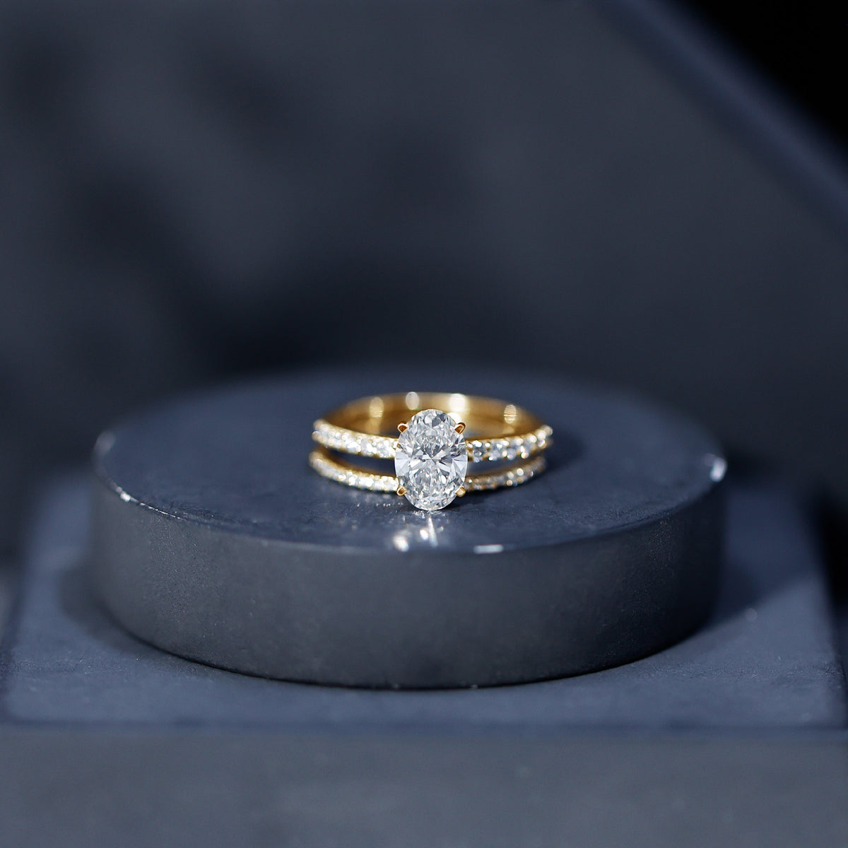 IGI Certified 1 Carat Lab Grown Diamond Engagement Ring with Wedding Band Set Lab - ( E-VS1 ) - Rosec Jewels
