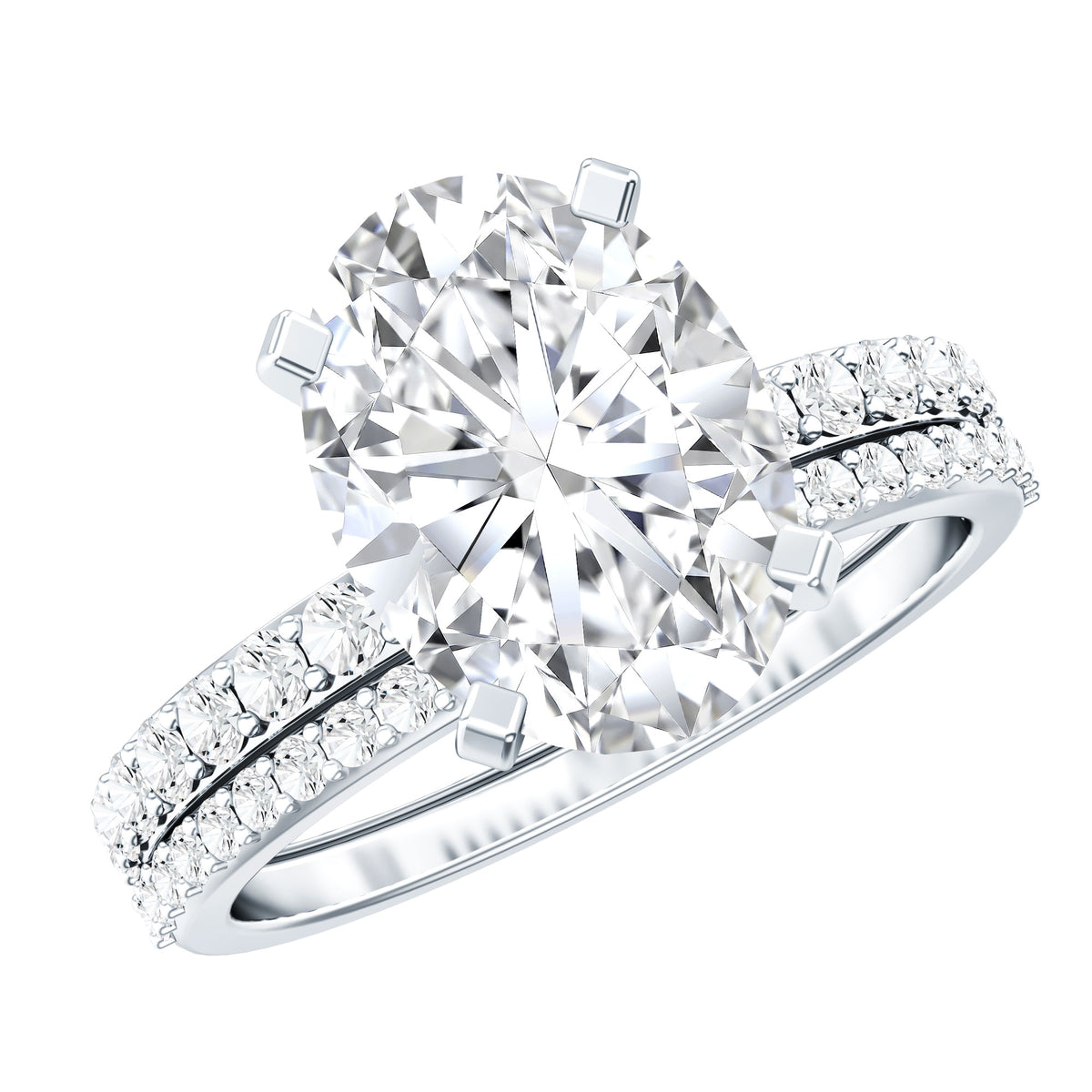 3 Carat Oval Shaped Lab Grown Diamond Bridal Ring Set with IGI Certificate