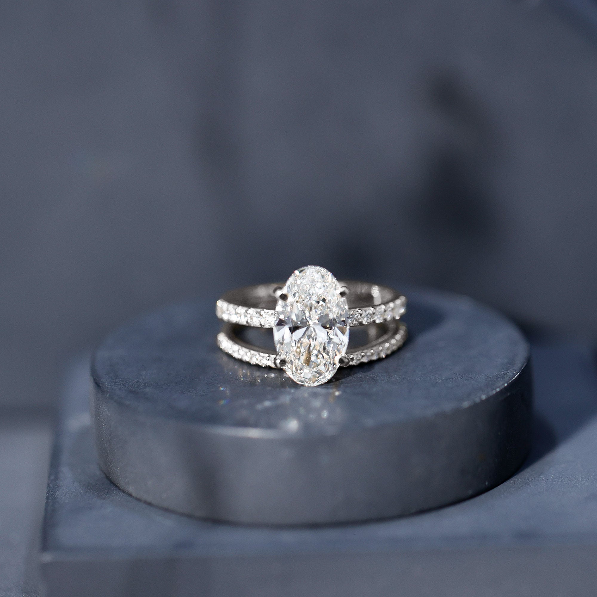 4 Carat Huge Oval Lab Grown Diamond Solitaire Bridal Ring Set with IGI Certificate Lab - ( E-VS1 ) - Rosec Jewels
