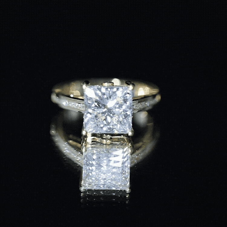 Solitaire Princess Cut Lab Grown Diamond Engagement Ring 4 Carat IGI Certified Lab - ( E-VS1 ) - Rosec Jewels