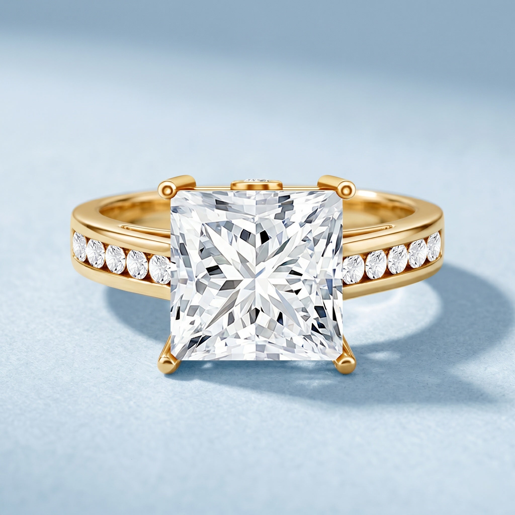 Solitaire Princess Cut Lab Grown Diamond Engagement Ring 4 Carat IGI Certified Lab - ( E-VS1 ) - Rosec Jewels