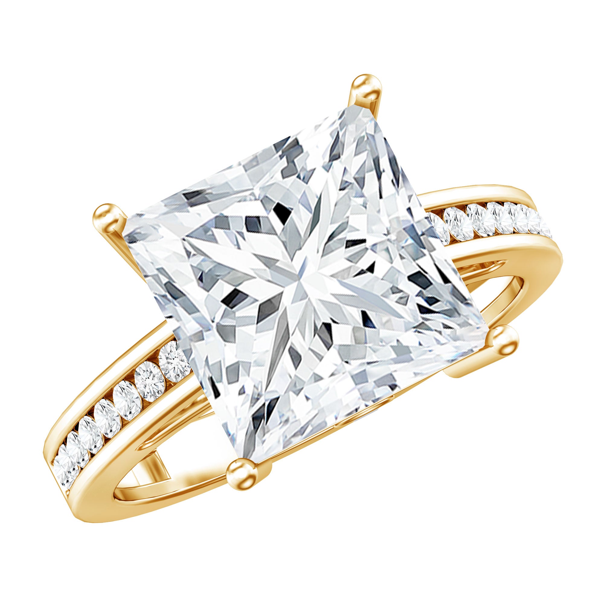 Rosec Jewels-Solitaire 5 Carat Lab Grown Diamond Princess Cut Engagement Ring IGI Certified
