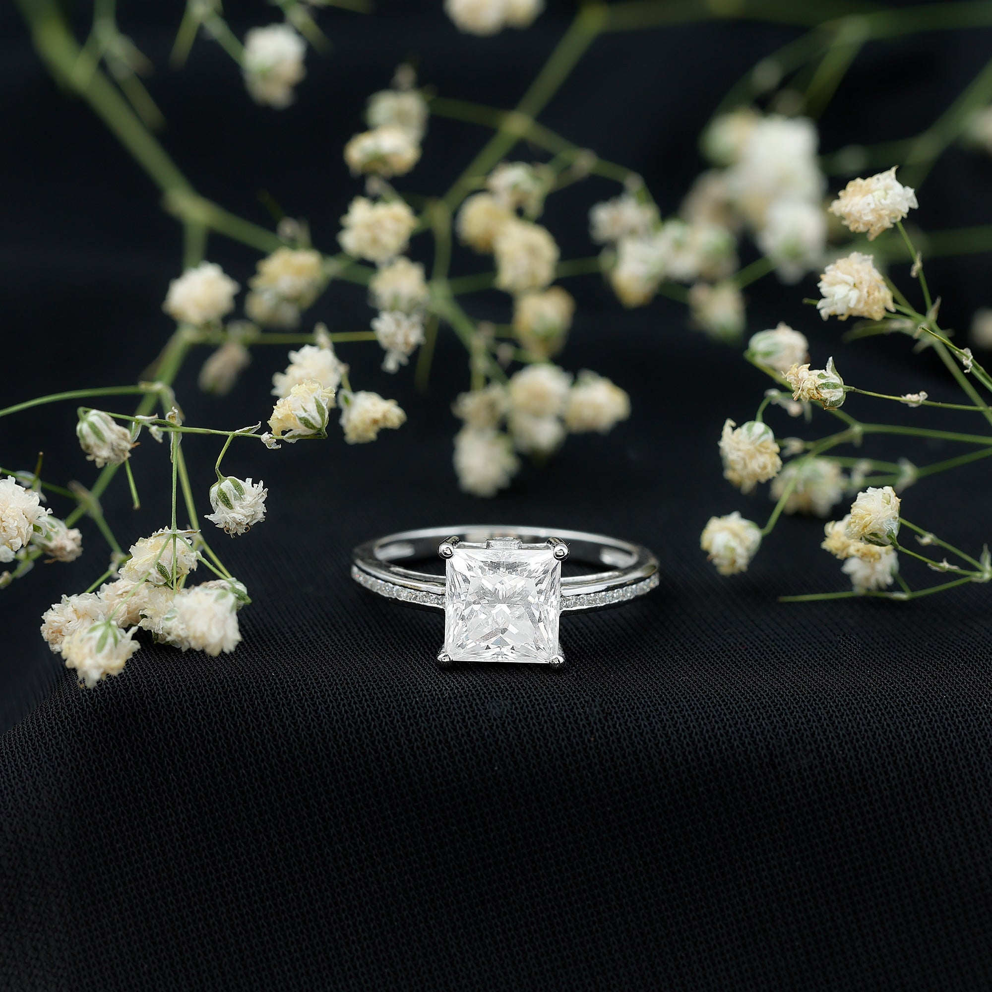 IGI Certified Lab Grown Diamond 3 Carat Engagement Ring with Side Stones Lab - ( E-VS1 ) - Rosec Jewels