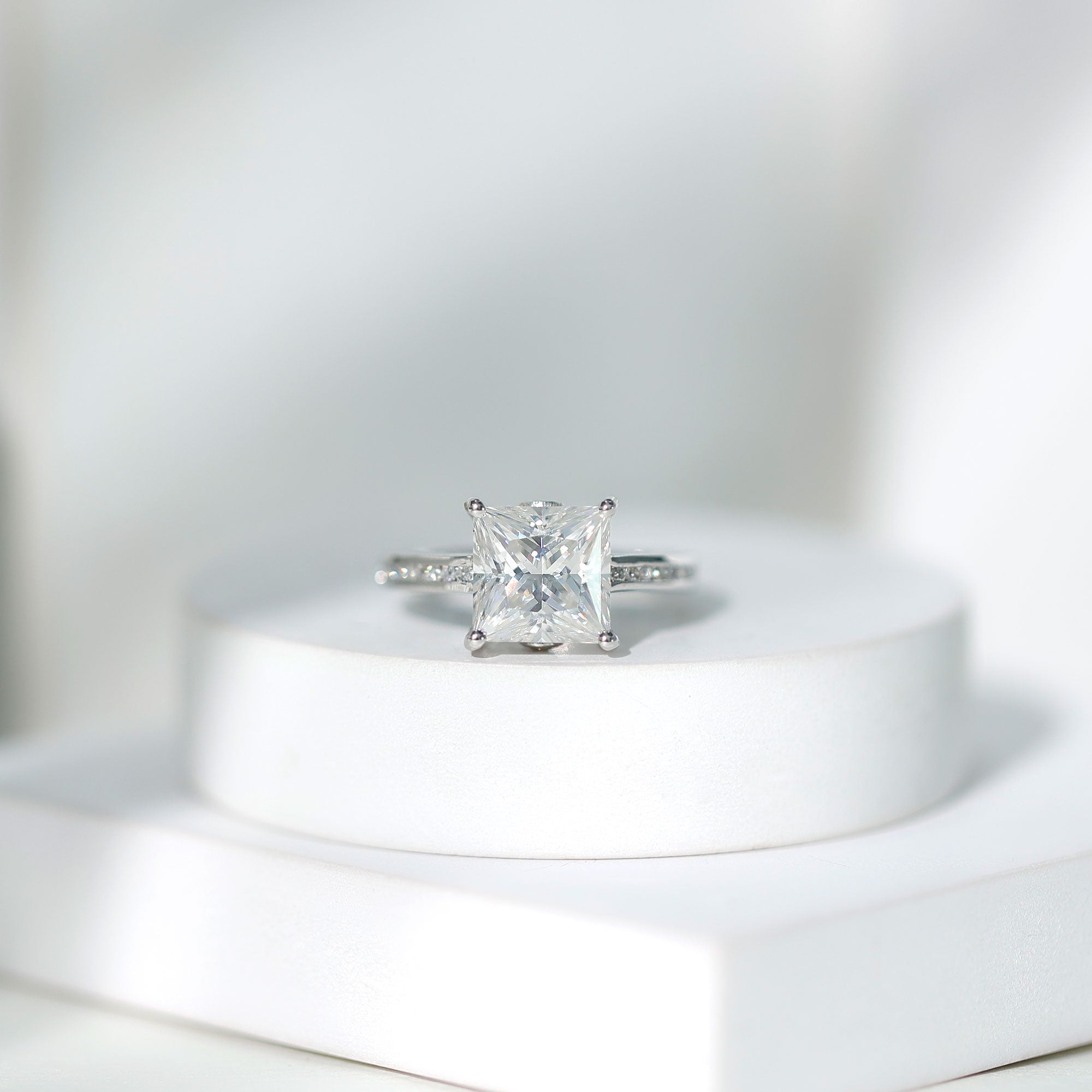 IGI Certified Lab Grown Diamond 3 Carat Engagement Ring with Side Stones Lab - ( E-VS1 ) - Rosec Jewels