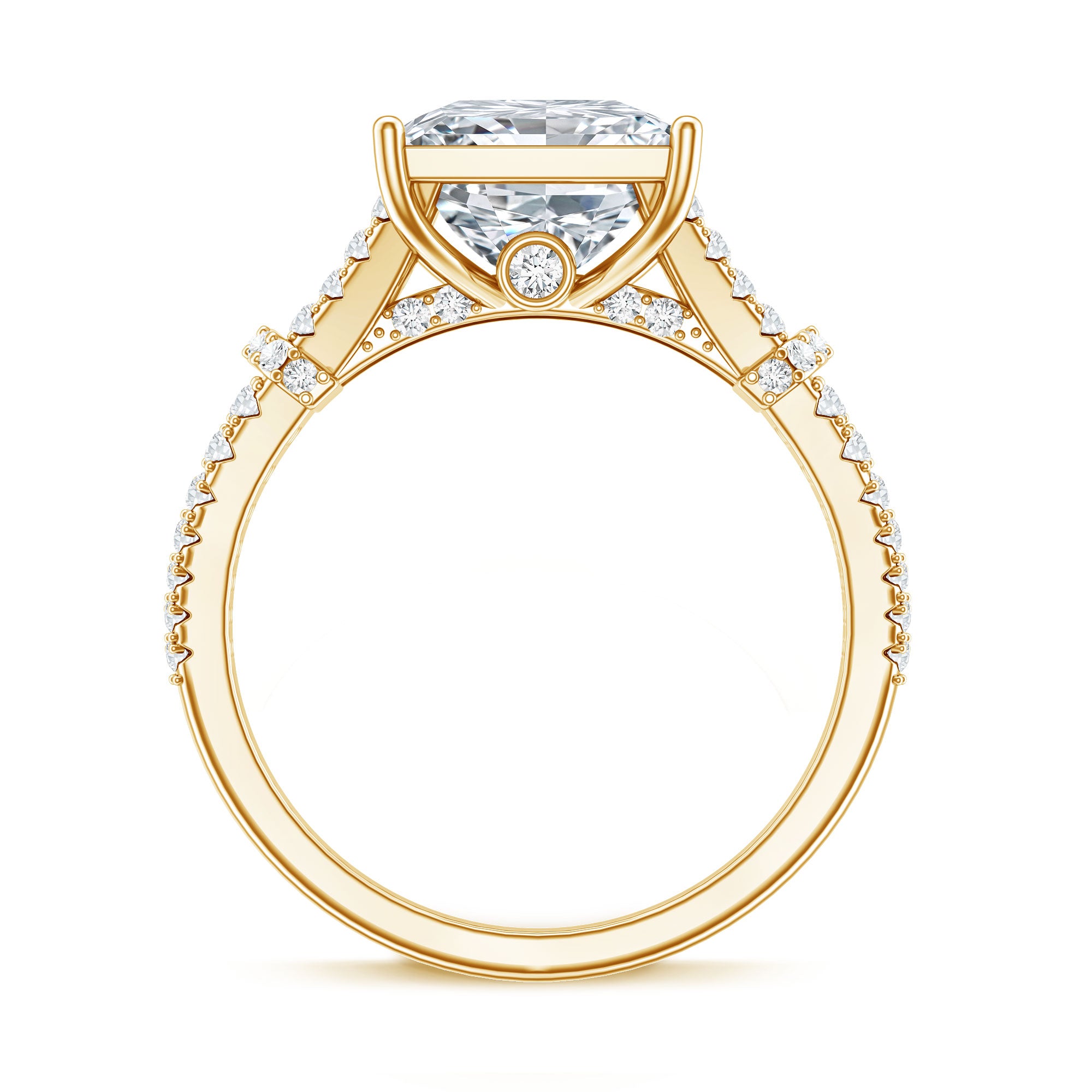Rosec Jewels-IGI Certified Princess Cut Lab Grown Diamond 4 Carat Engagement Ring in Split Shank
