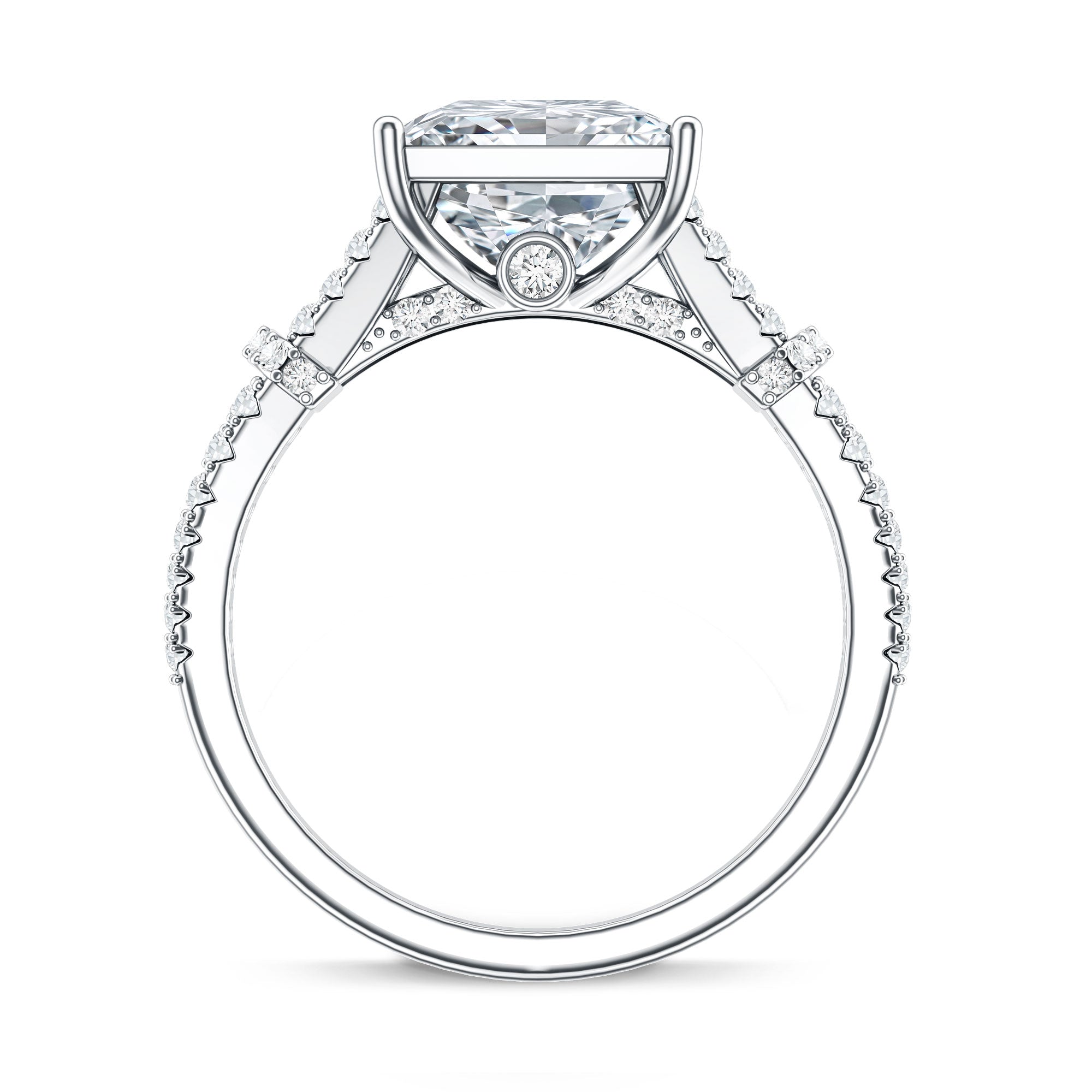 Rosec Jewels-IGI Certified Big 5 Carat Lab Grown Diamond Princess Cut Engagement Ring with Split Shank
