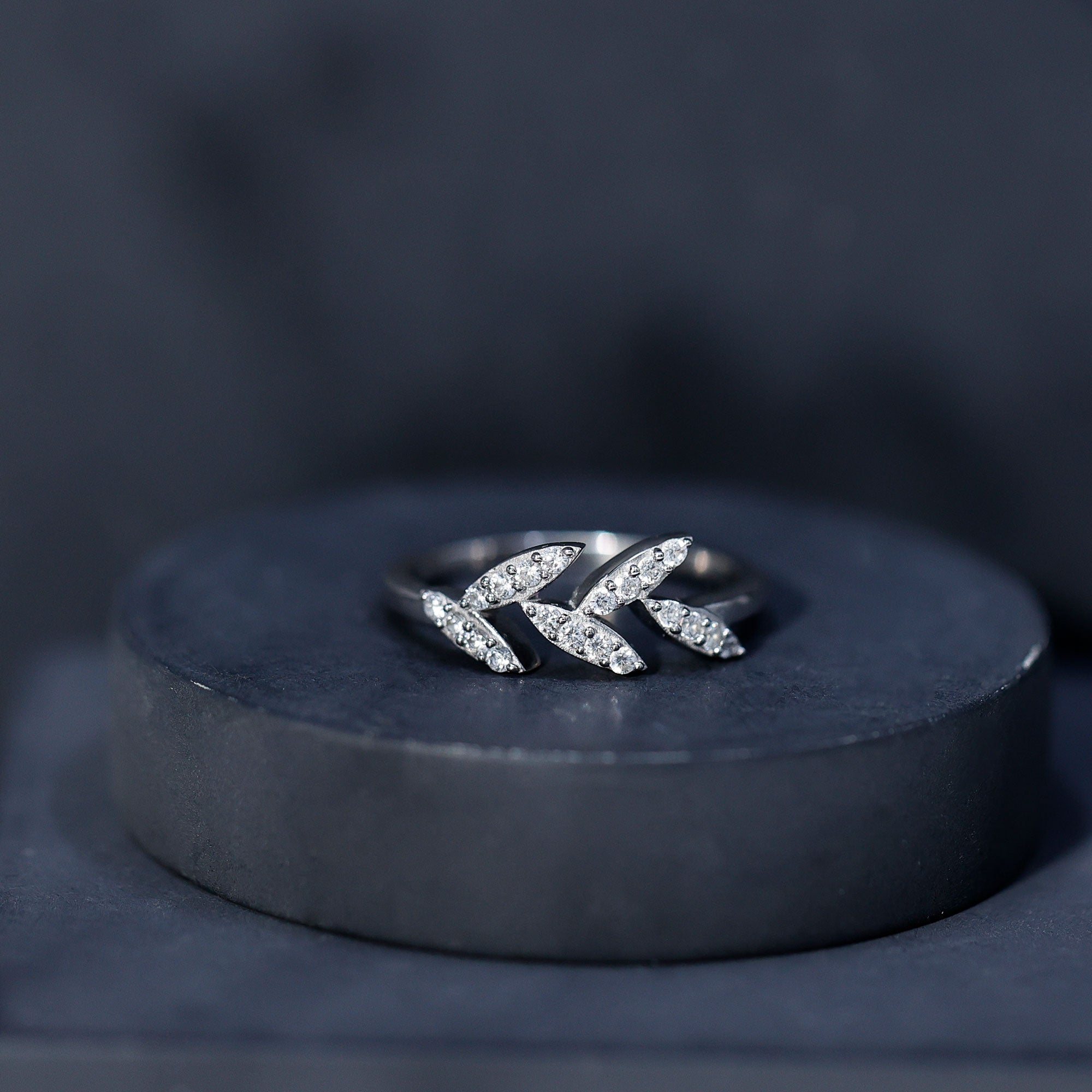 Nature Inspired Lab Grown Diamond Olive Leaf Branch Ring Lab - ( EF-VS ) - Rosec Jewels