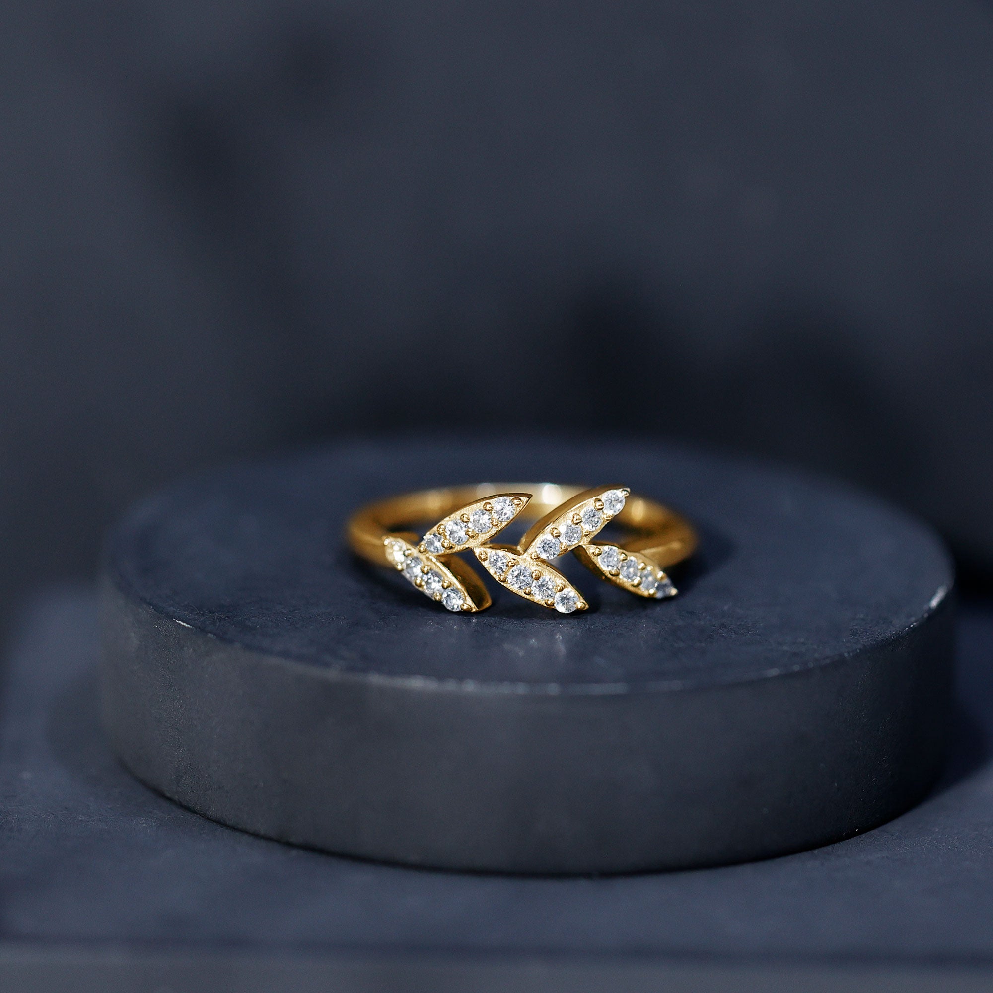 Nature Inspired Lab Grown Diamond Olive Leaf Branch Ring Lab - ( EF-VS ) - Rosec Jewels