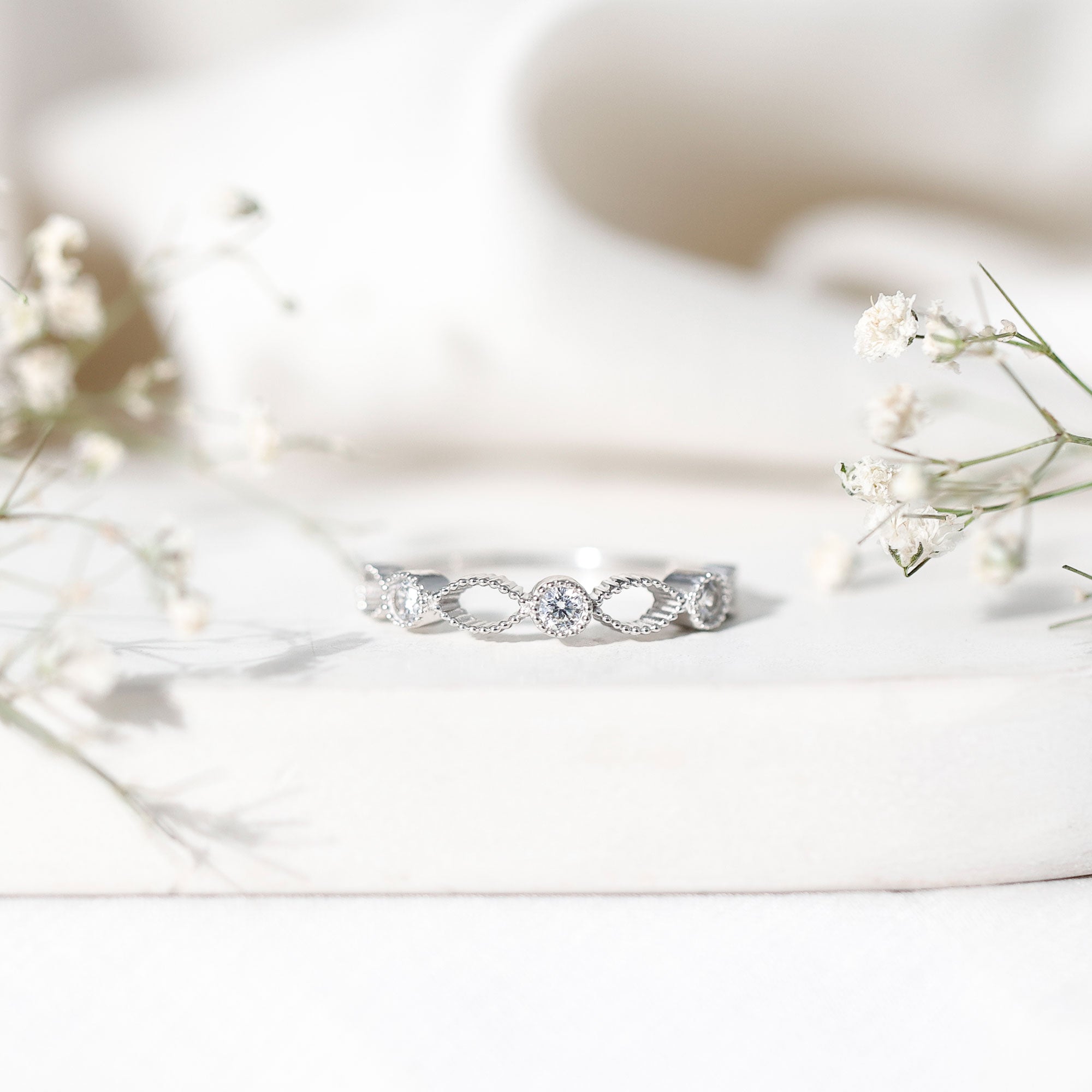 Infinity Inspired Lab Grown Diamond Stackable Ring for Women Lab - ( EF-VS ) - Rosec Jewels