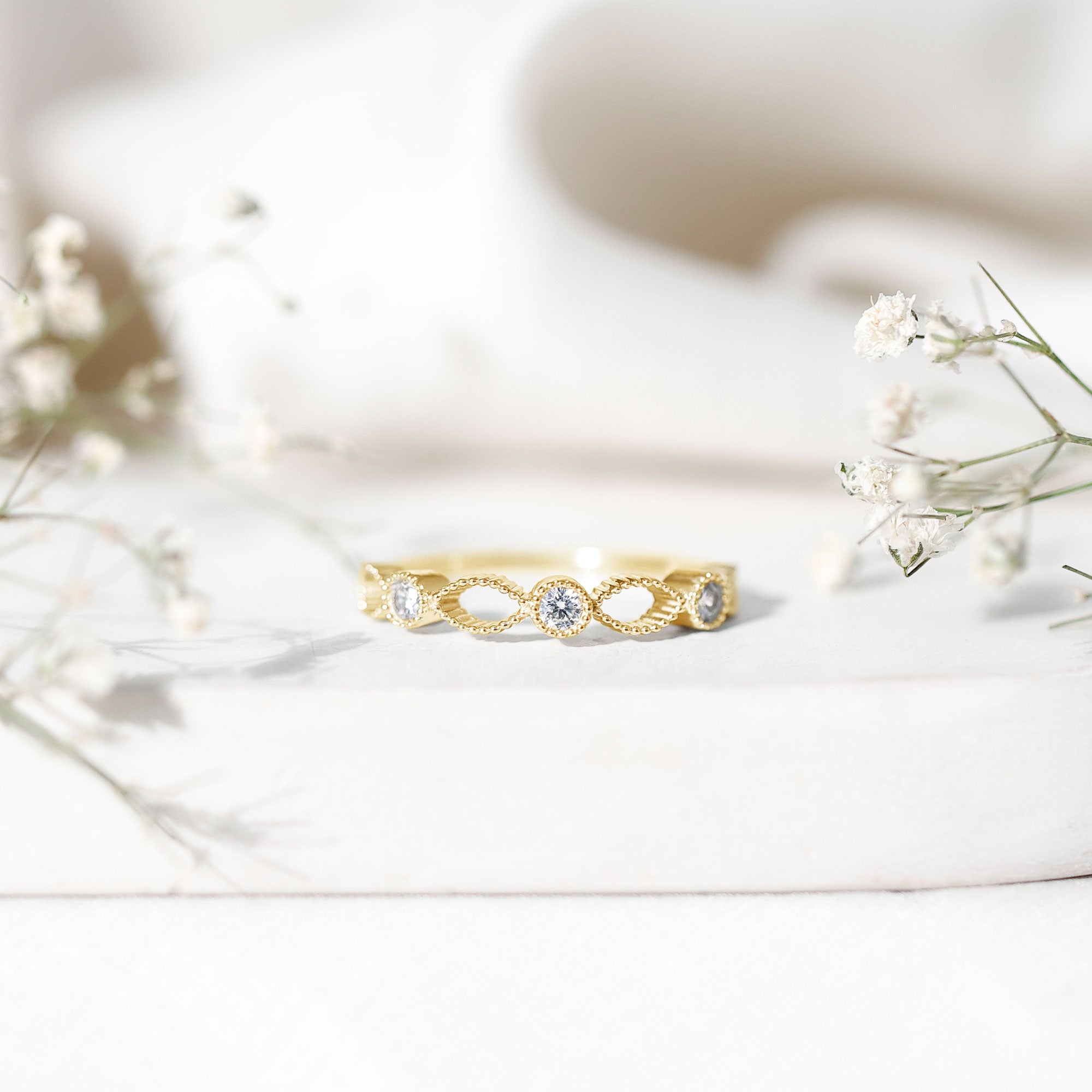 Infinity Inspired Lab Grown Diamond Stackable Ring for Women Lab - ( EF-VS ) - Rosec Jewels