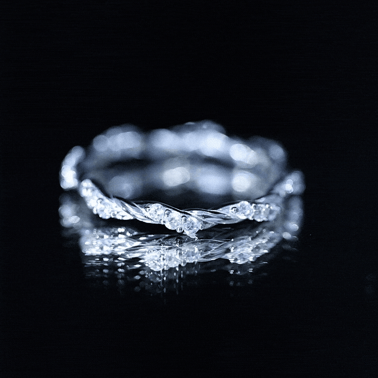 Lab Grown Twisted Diamond Stackable Ring Lab - ( EF-VS ) - Rosec Jewels