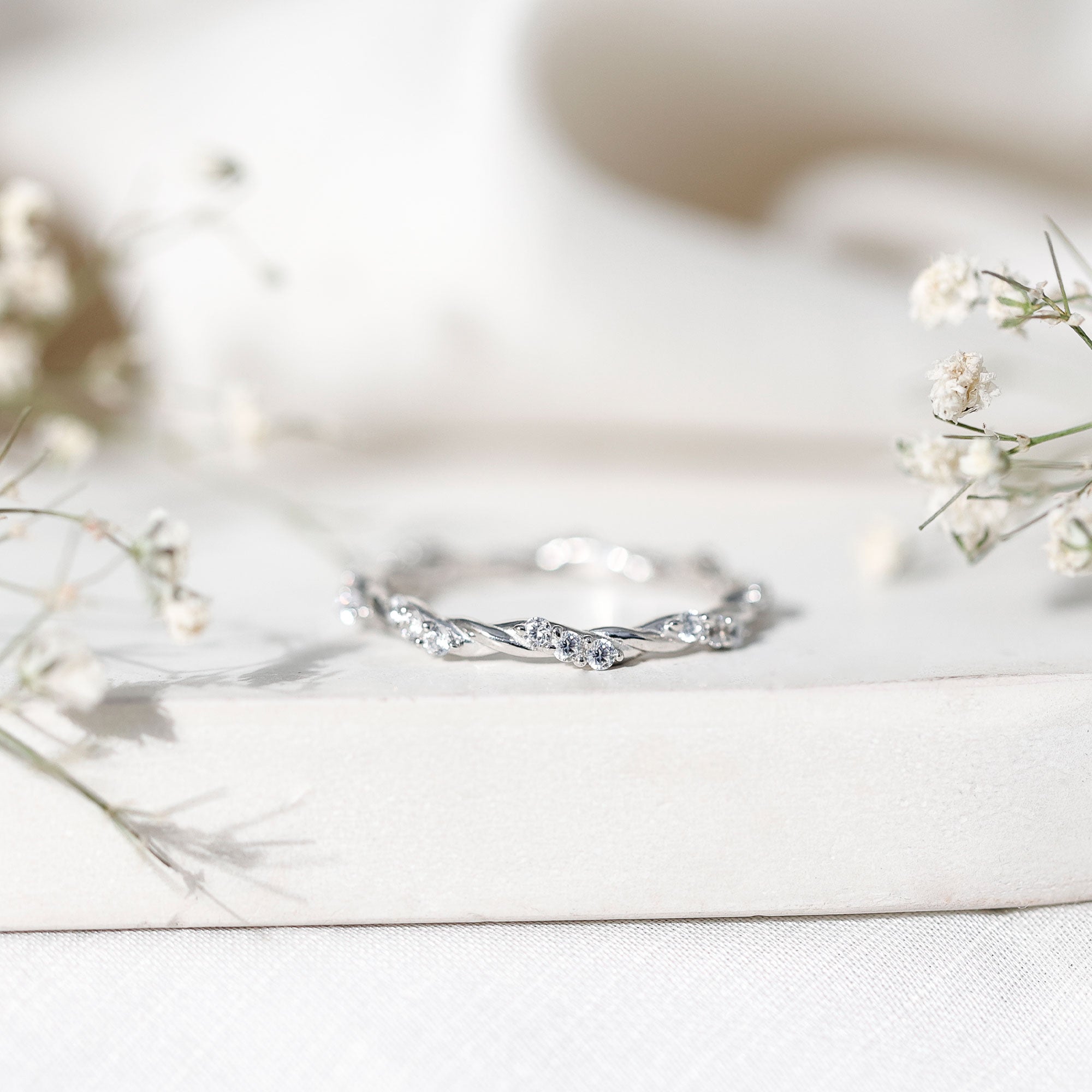Lab Grown Twisted Diamond Stackable Ring Lab - ( EF-VS ) - Rosec Jewels
