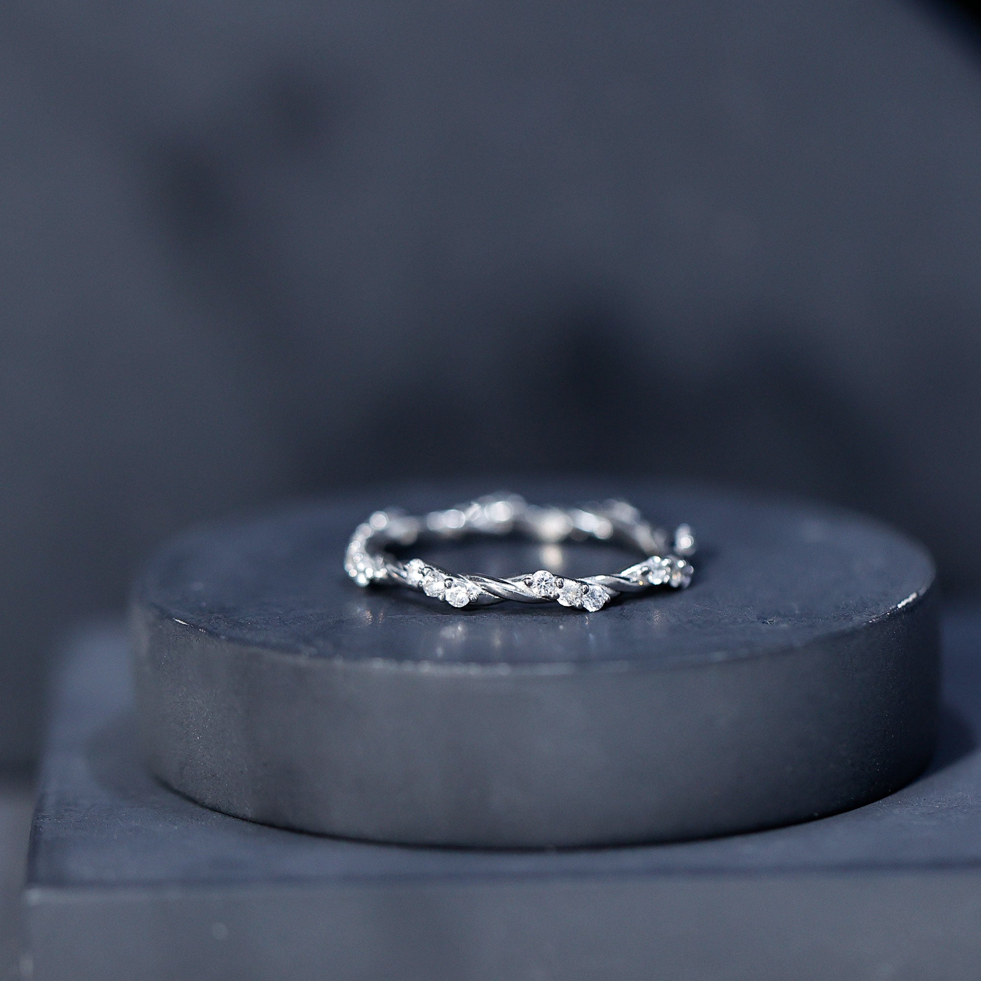 Lab Grown Twisted Diamond Stackable Ring Lab - ( EF-VS ) - Rosec Jewels