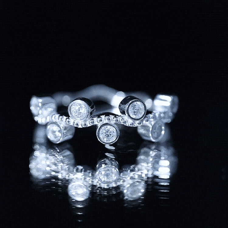 Bezel Set Lab Grown Diamond Curved Wedding Band Lab - ( EF-VS ) - Rosec Jewels