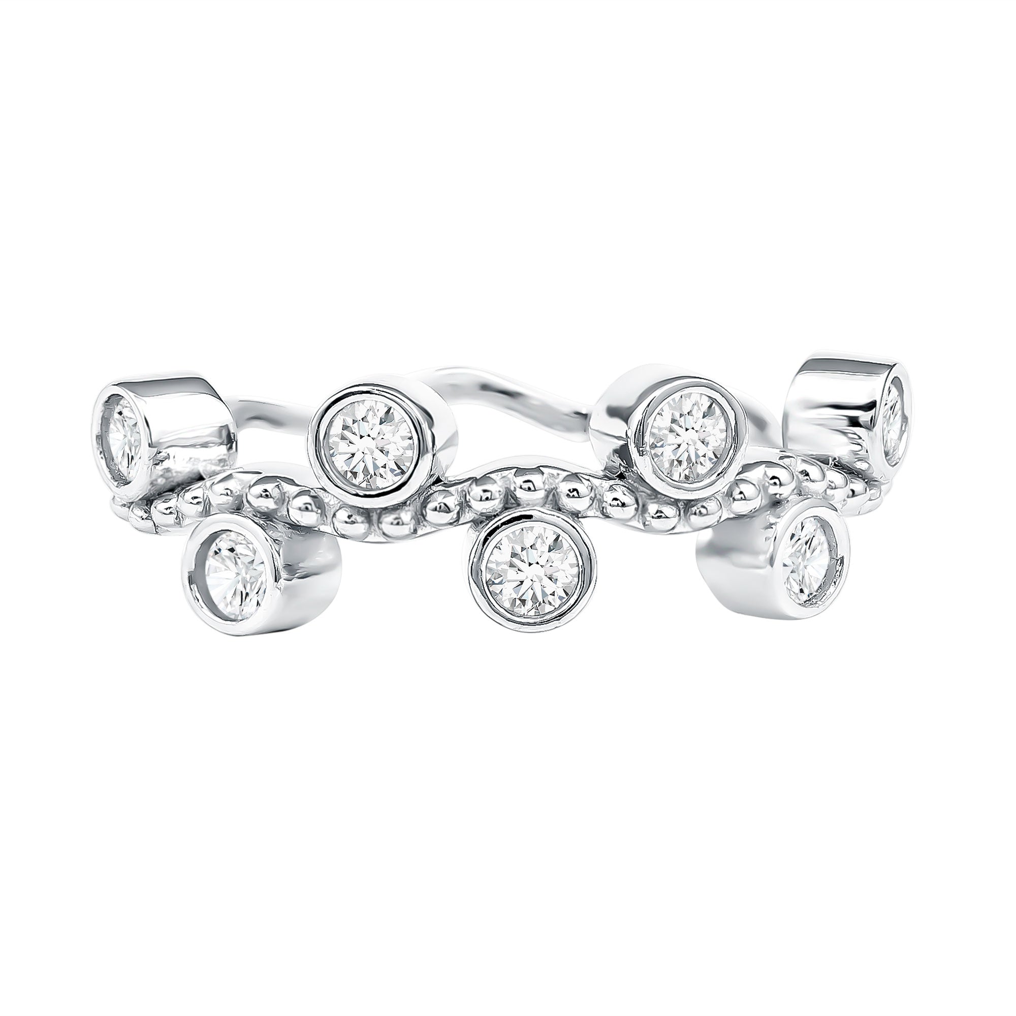 Bezel Set Lab Grown Diamond Curved Wedding Band Lab - ( EF-VS ) - Rosec Jewels