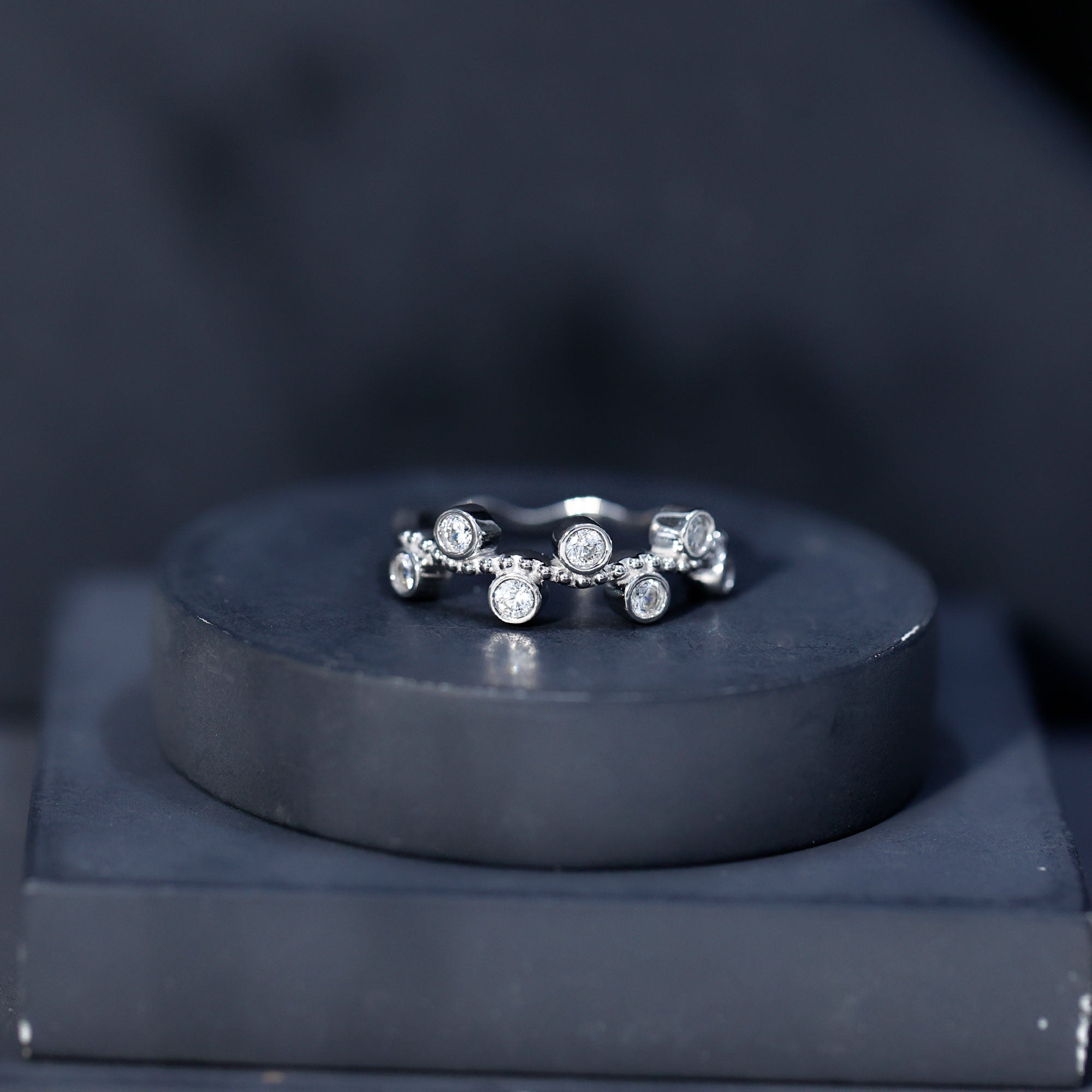 Bezel Set Lab Grown Diamond Curved Wedding Band Lab - ( EF-VS ) - Rosec Jewels