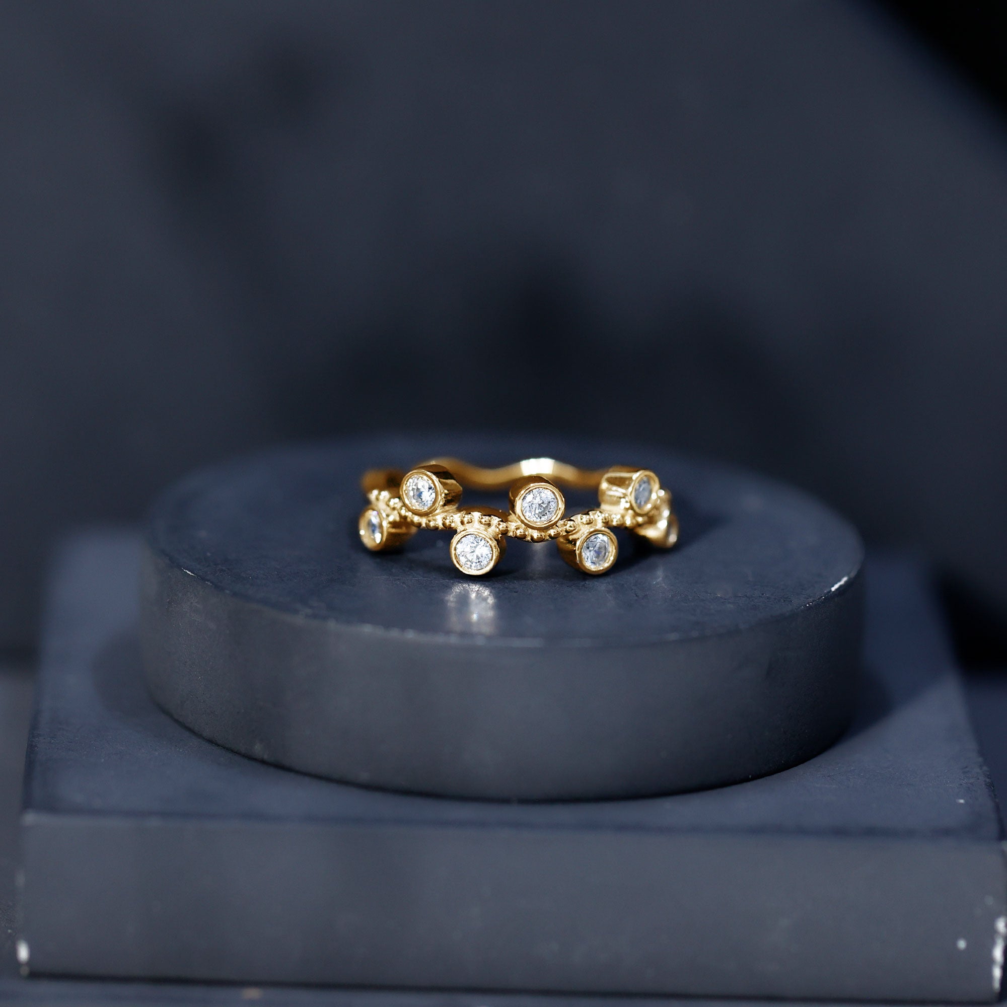 Bezel Set Lab Grown Diamond Curved Wedding Band Lab - ( EF-VS ) - Rosec Jewels