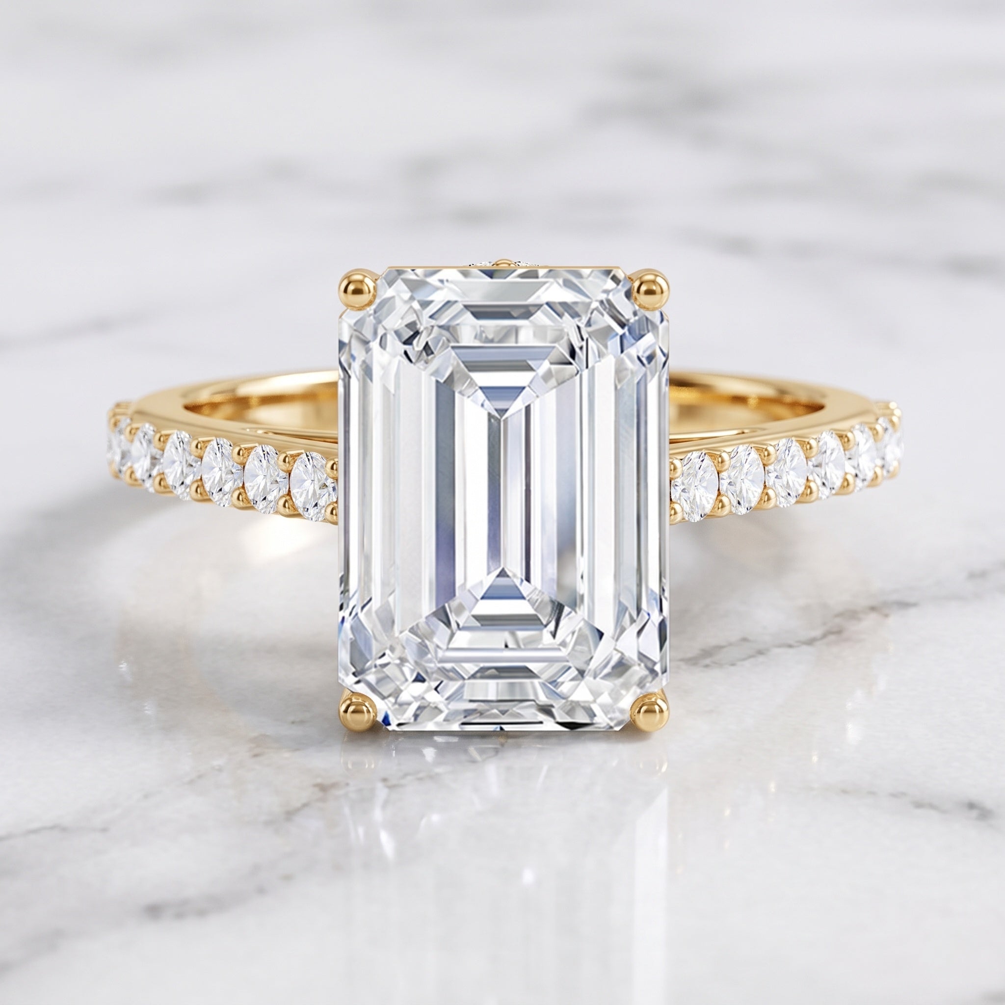 Emerald Cut 5 Carat Lab Grown Diamond Solitaire Engagement Ring IGI Certified Lab - ( E-VS1 ) - Rosec Jewels