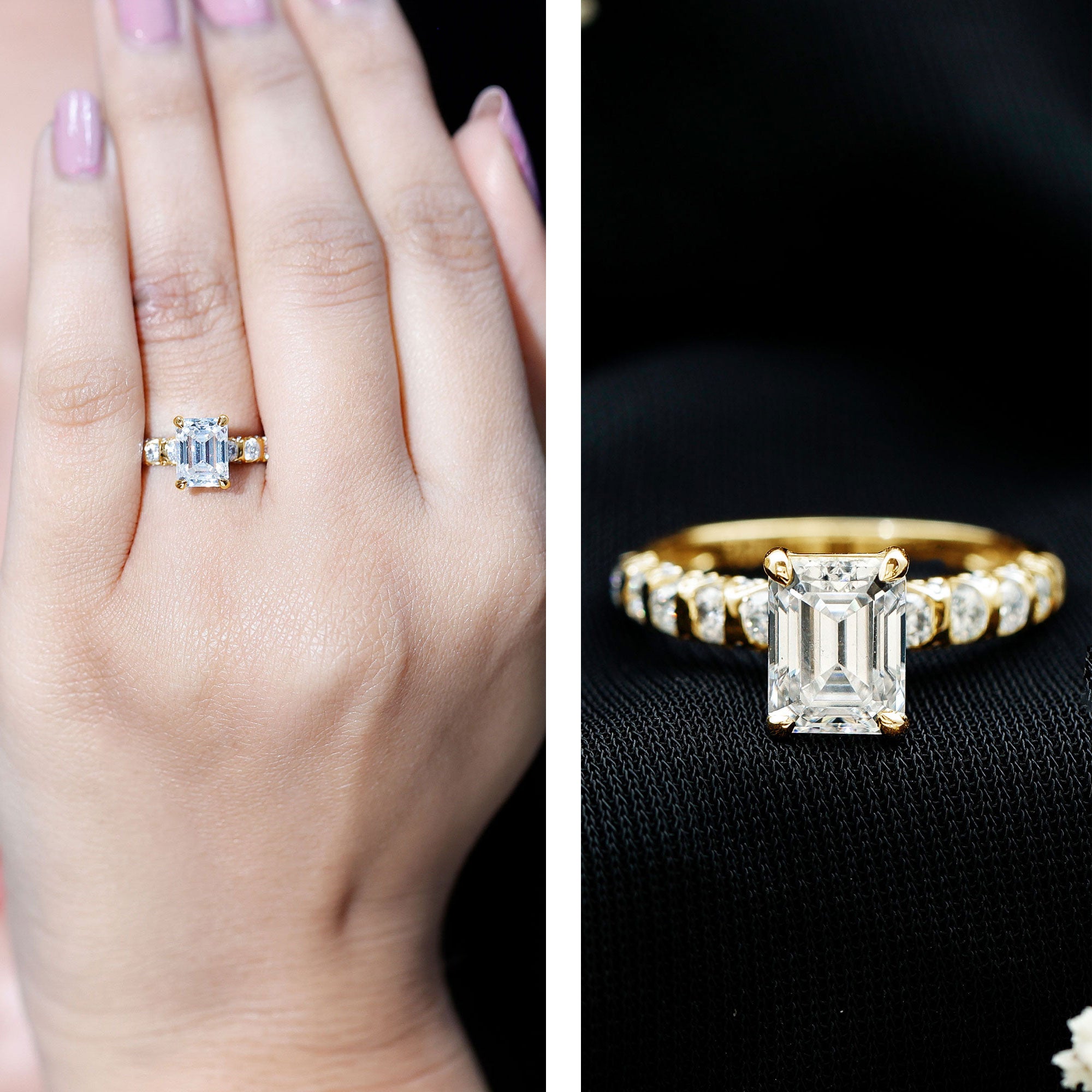 IGI Certified Lab Grown Diamond 2 Carat Emerald Cut Engagement Ring Lab - ( EF-VS ) - Rosec Jewels