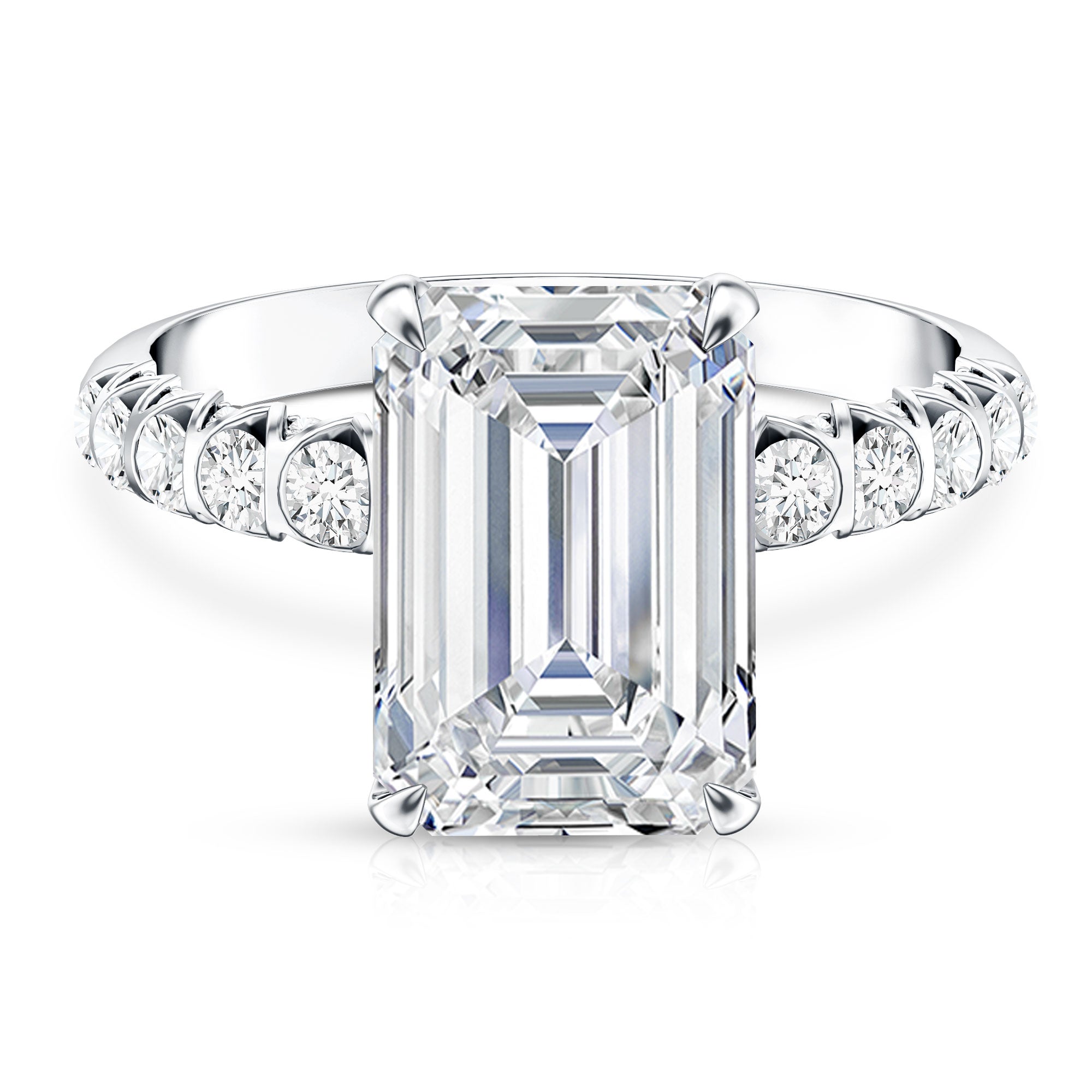 Huge 5 Carat Lab Grown Diamond Emerald Cut Engagement Ring IGI Certificate Lab - ( E-VS1 ) - Rosec Jewels