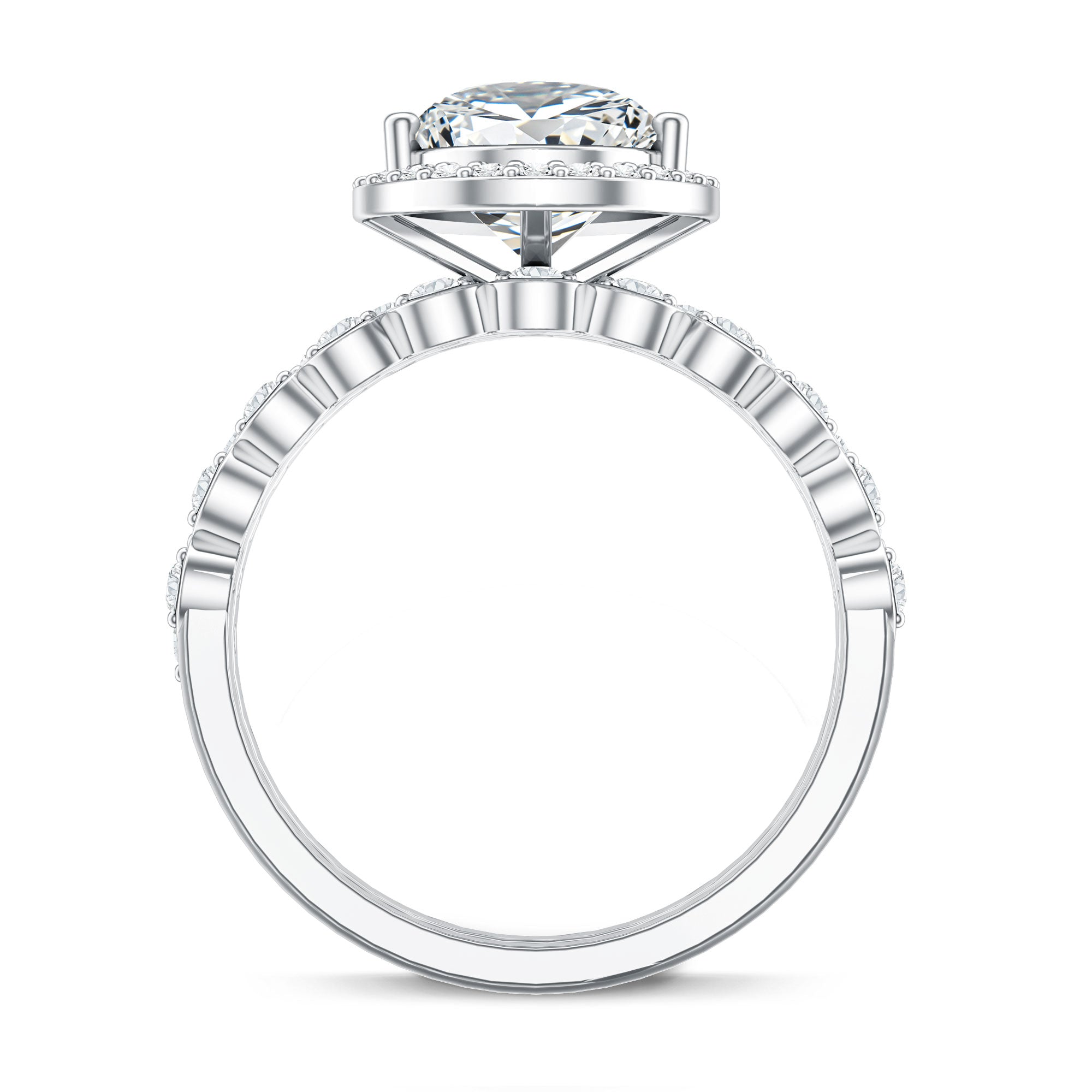 IGI Certified 3 Carat Lab Grown Diamond Teardrop Wedding Ring Set with Halo Lab - ( E-VS1 ) - Rosec Jewels