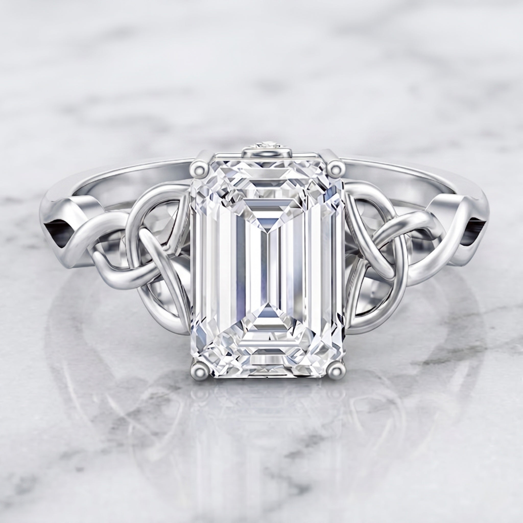 3 Carat Lab Created Diamond Celtic Design Engagement Ring with IGI Certificate Lab - ( E-VS1 ) - Rosec Jewels