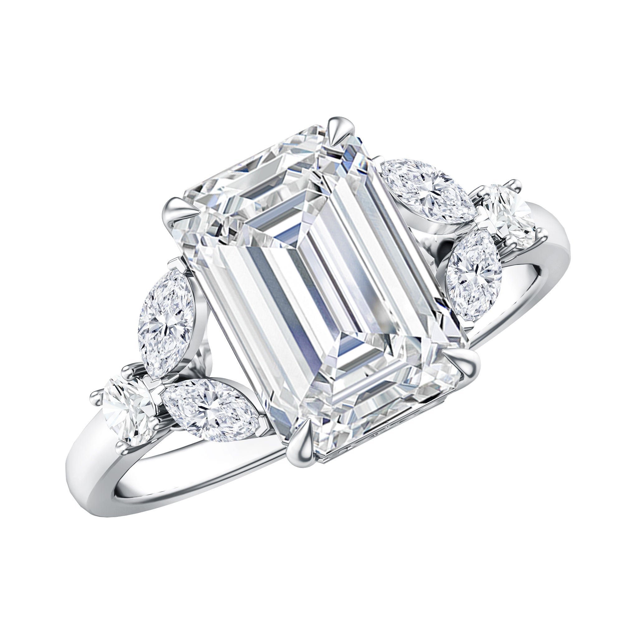 IGI Certified Lab Grown Diamond Emerald Cut Engagement Ring 3 Carat Lab - ( E-VS1 ) - Rosec Jewels