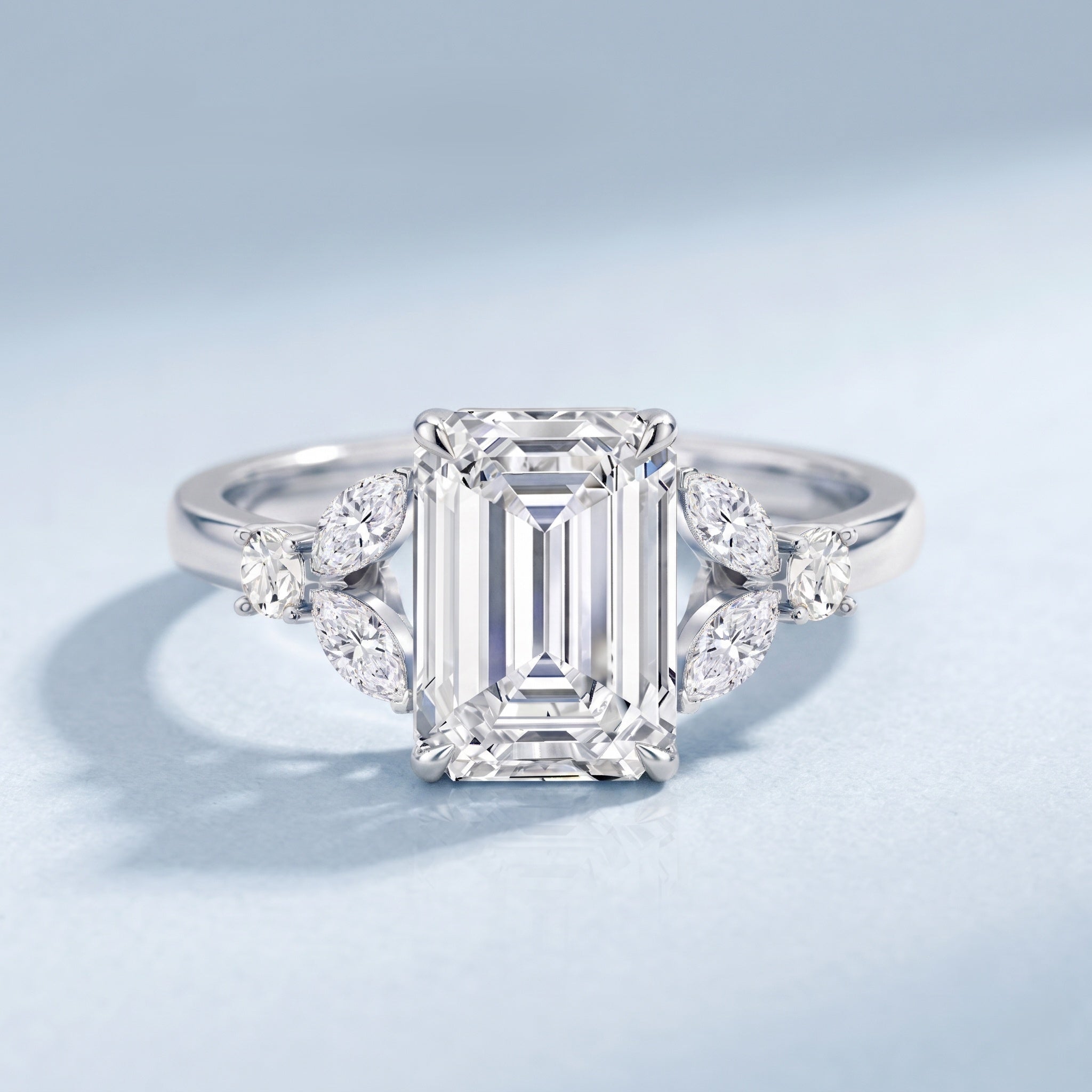 IGI Certified Lab Grown Diamond Emerald Cut Engagement Ring 3 Carat Lab - ( E-VS1 ) - Rosec Jewels