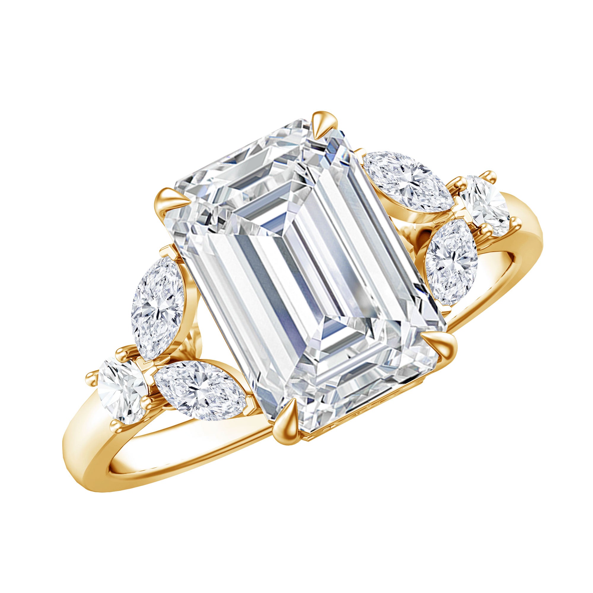 IGI Certified Lab Grown Diamond Emerald Cut Engagement Ring 3 Carat Lab - ( E-VS1 ) - Rosec Jewels