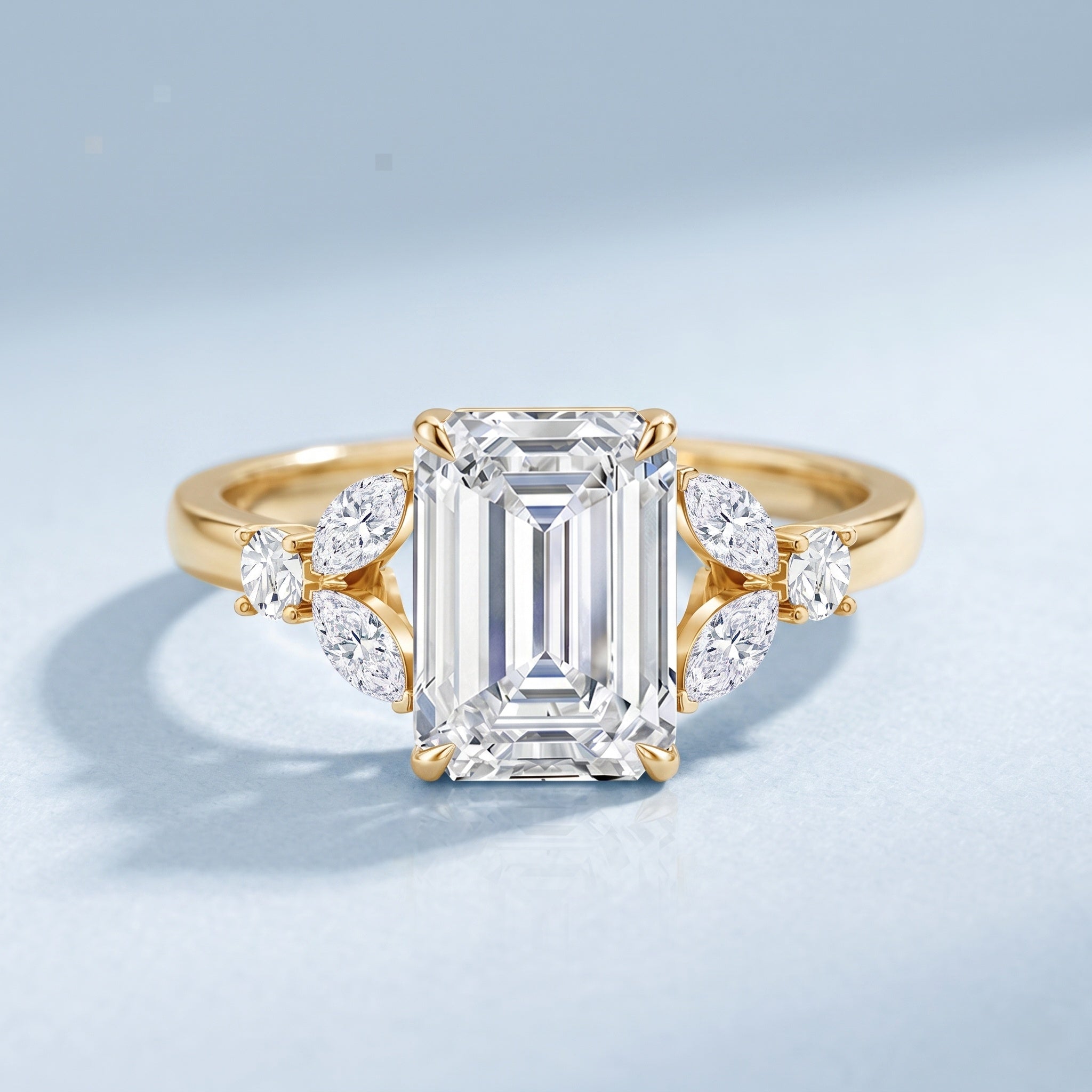 IGI Certified Lab Grown Diamond Emerald Cut Engagement Ring 3 Carat Lab - ( E-VS1 ) - Rosec Jewels