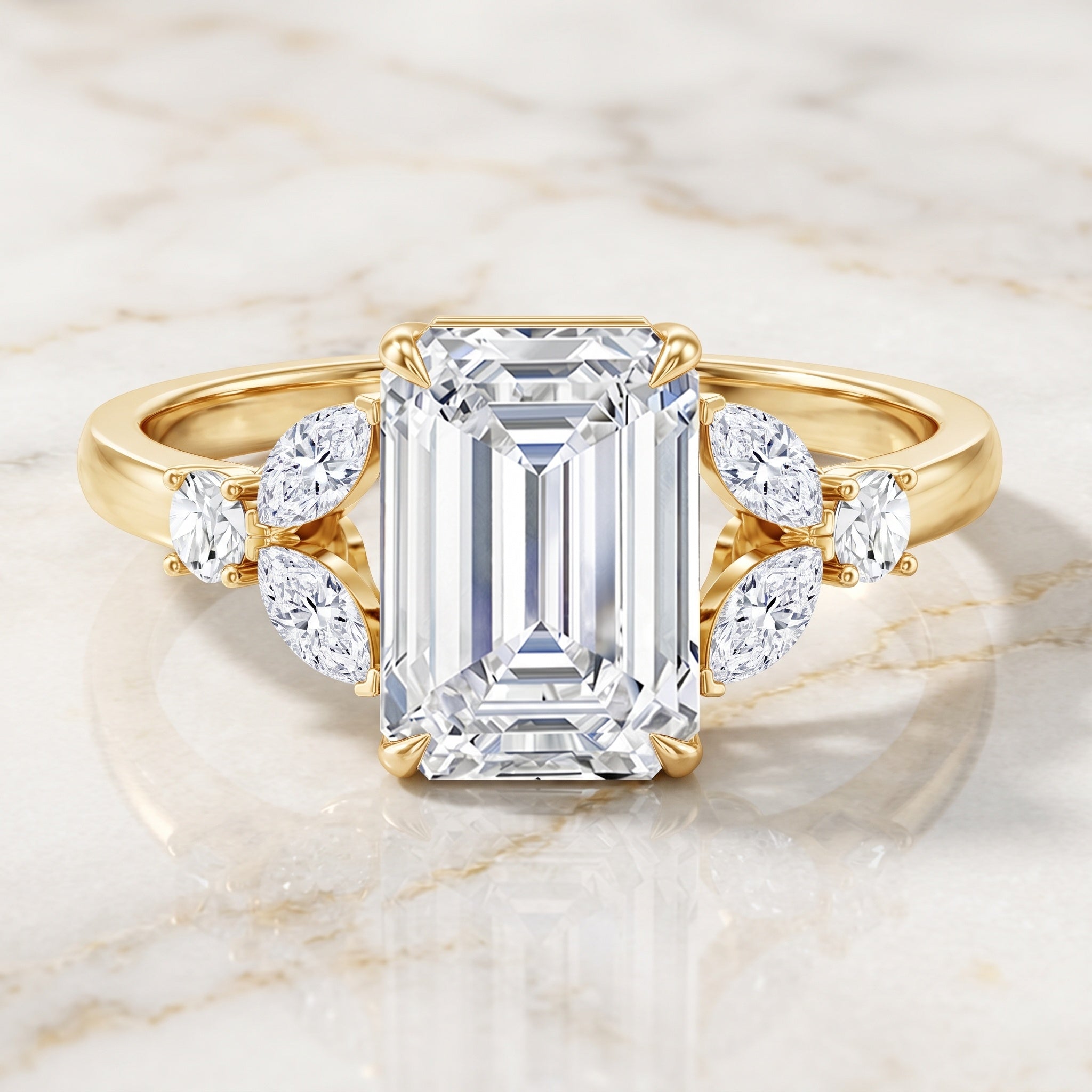 IGI Certified Lab Grown Diamond Emerald Cut Engagement Ring 3 Carat Lab - ( E-VS1 ) - Rosec Jewels