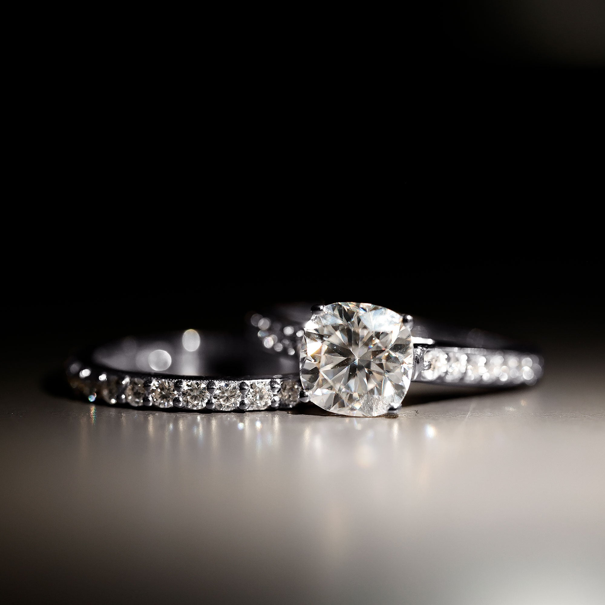 IGI Certified Cushion Cut 3 Carat Lab Grown Diamond Bridal Ring Set for Women Lab - ( E-VS1 ) - Rosec Jewels