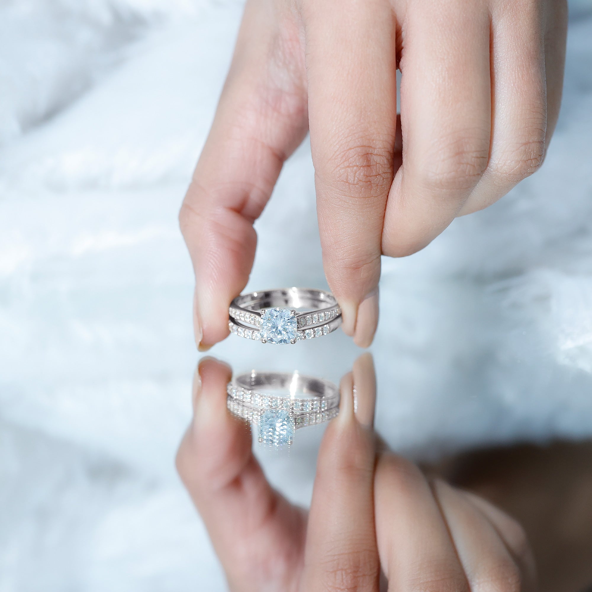 IGI Certified Cushion Cut 3 Carat Lab Grown Diamond Bridal Ring Set for Women Lab - ( E-VS1 ) - Rosec Jewels