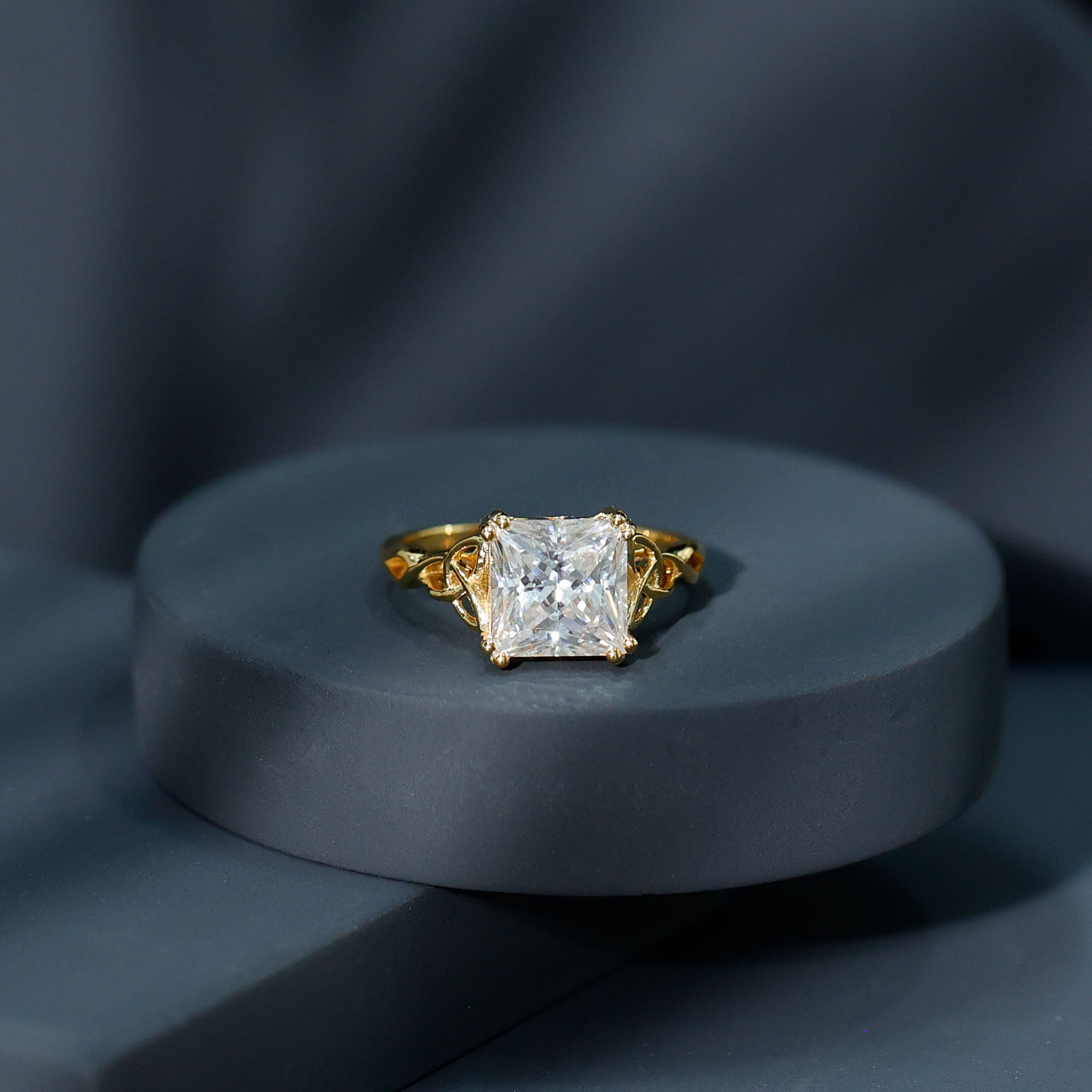 Solitaire 4 Carat Princess Cut Lab Grown Diamond Knot Engagement Ring IGI Certified Lab - ( E-VS1 ) - Rosec Jewels