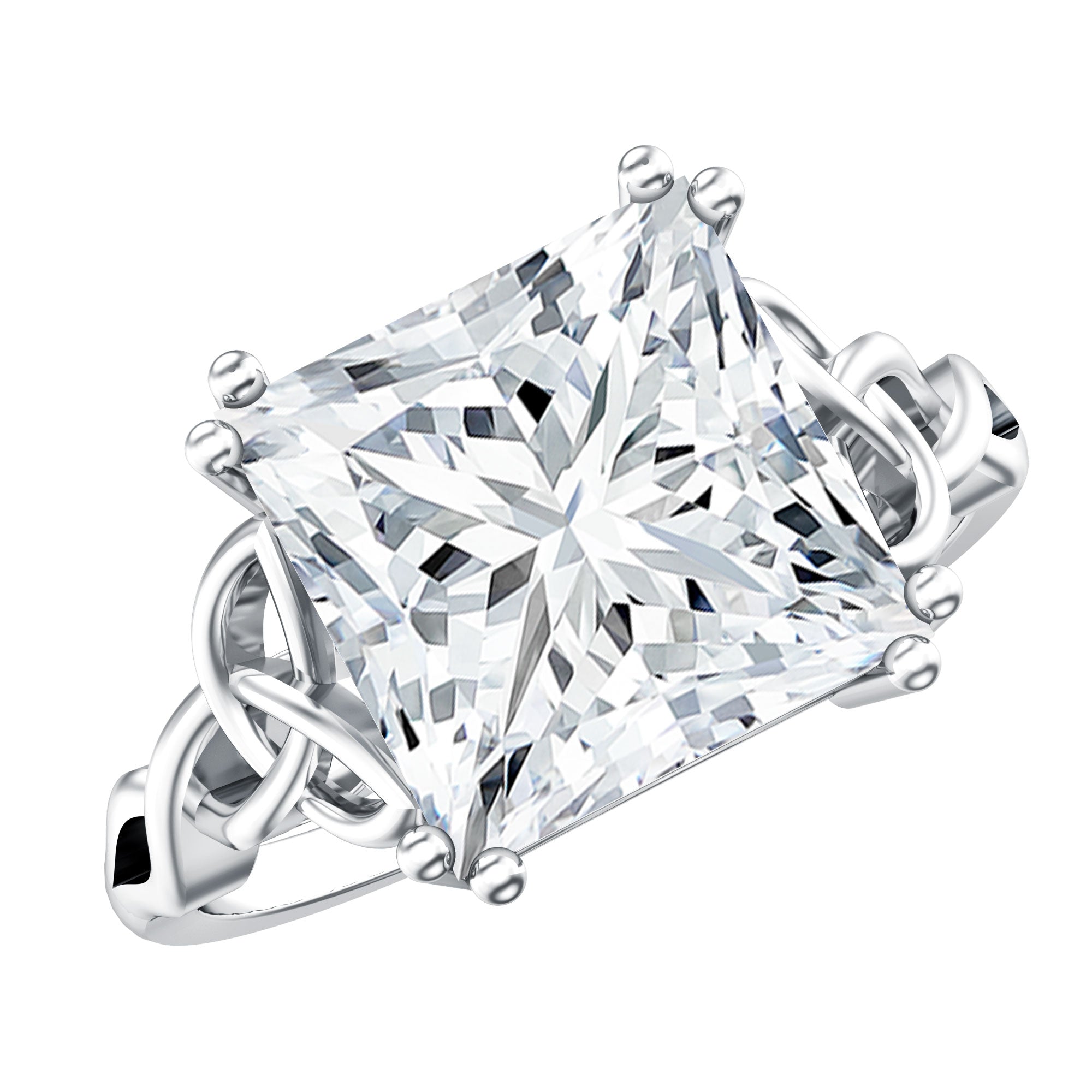 5 Carat Princess Cut Lab Grown Diamond Celtic Engagement Ring with IGI Certificate Lab - ( E-VS1 ) - Rosec Jewels