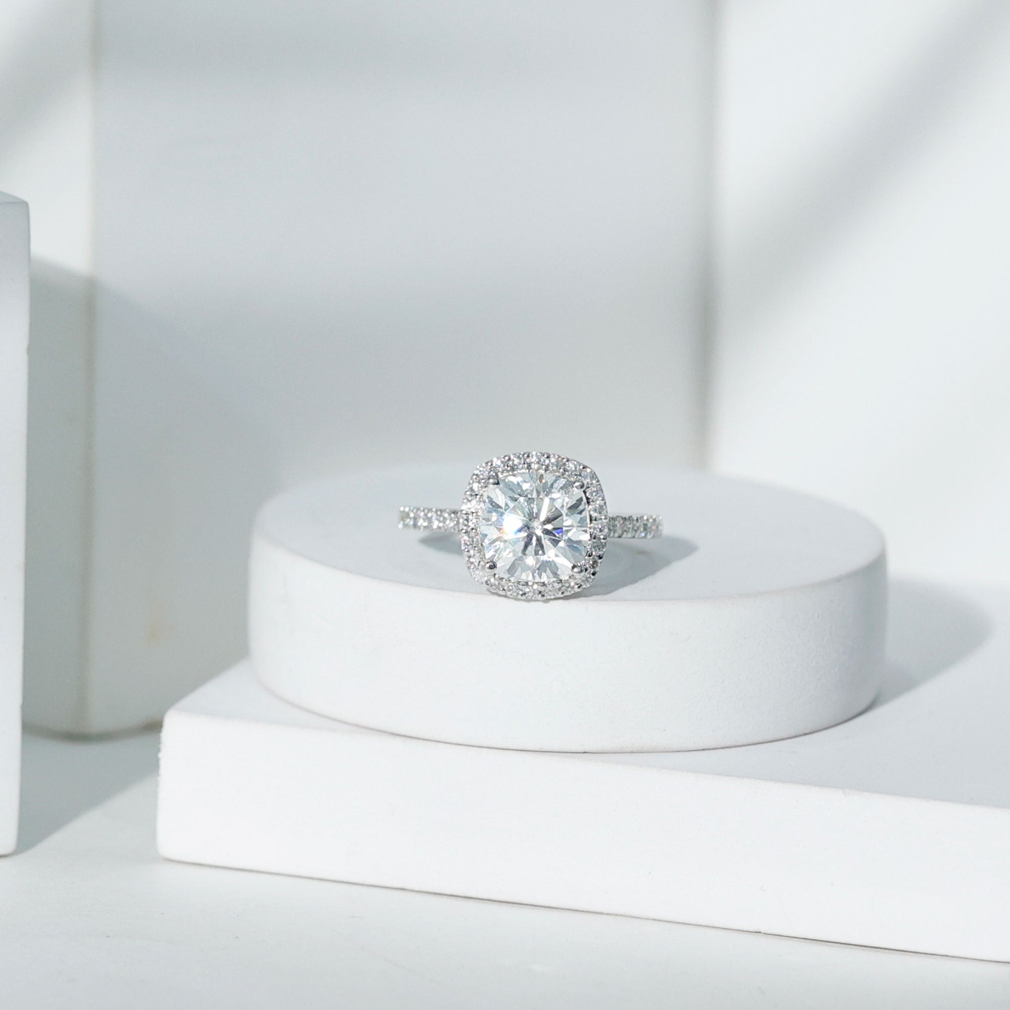 IGI Certified 4 Carat Cushion Cut Lab Created Diamond Halo Engagement Ring Lab - ( E-VS1 ) - Rosec Jewels