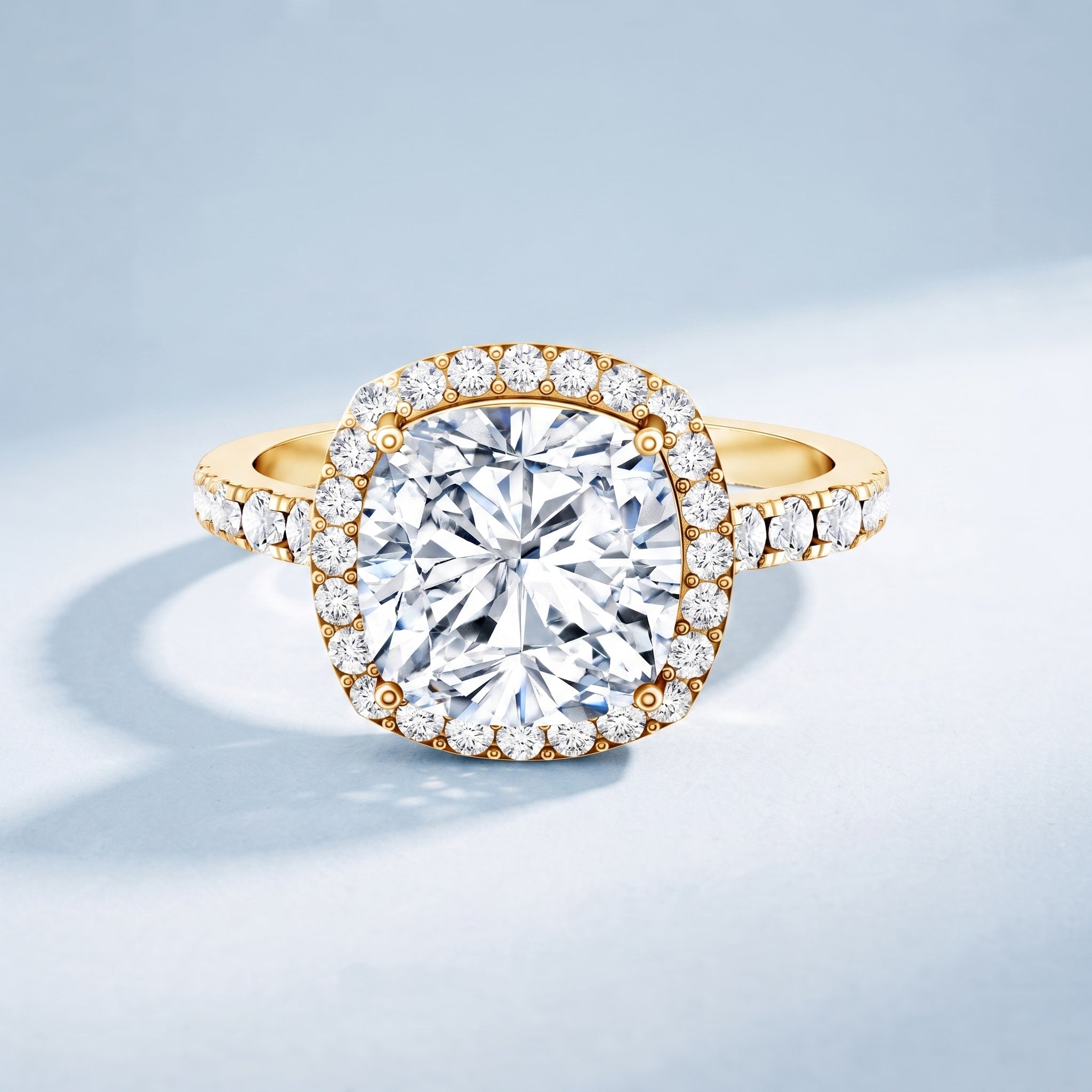 IGI Certified 2 Carat Cushion Cut Lab Grown Diamond Halo Engagement Ring Lab - ( E-VS1 ) - Rosec Jewels