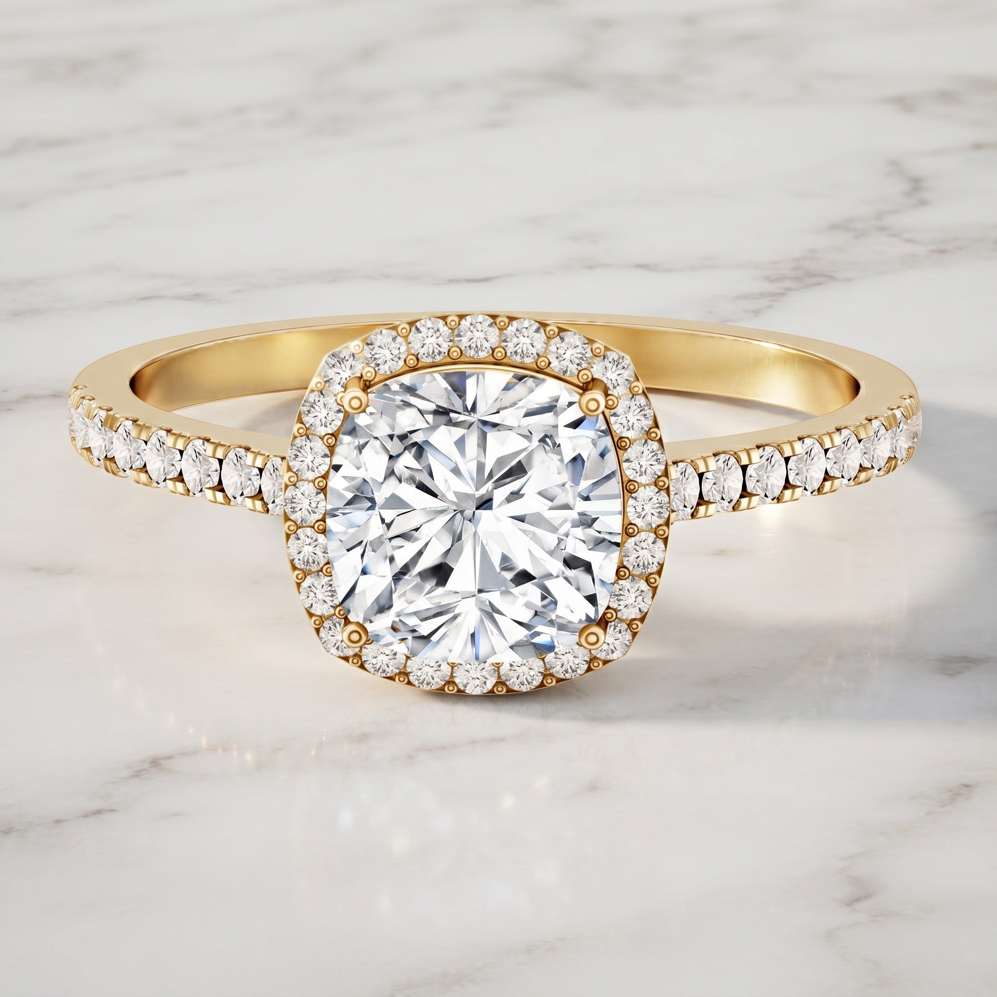 IGI Certified 2 Carat Cushion Cut Lab Grown Diamond Halo Engagement Ring Lab - ( E-VS1 ) - Rosec Jewels