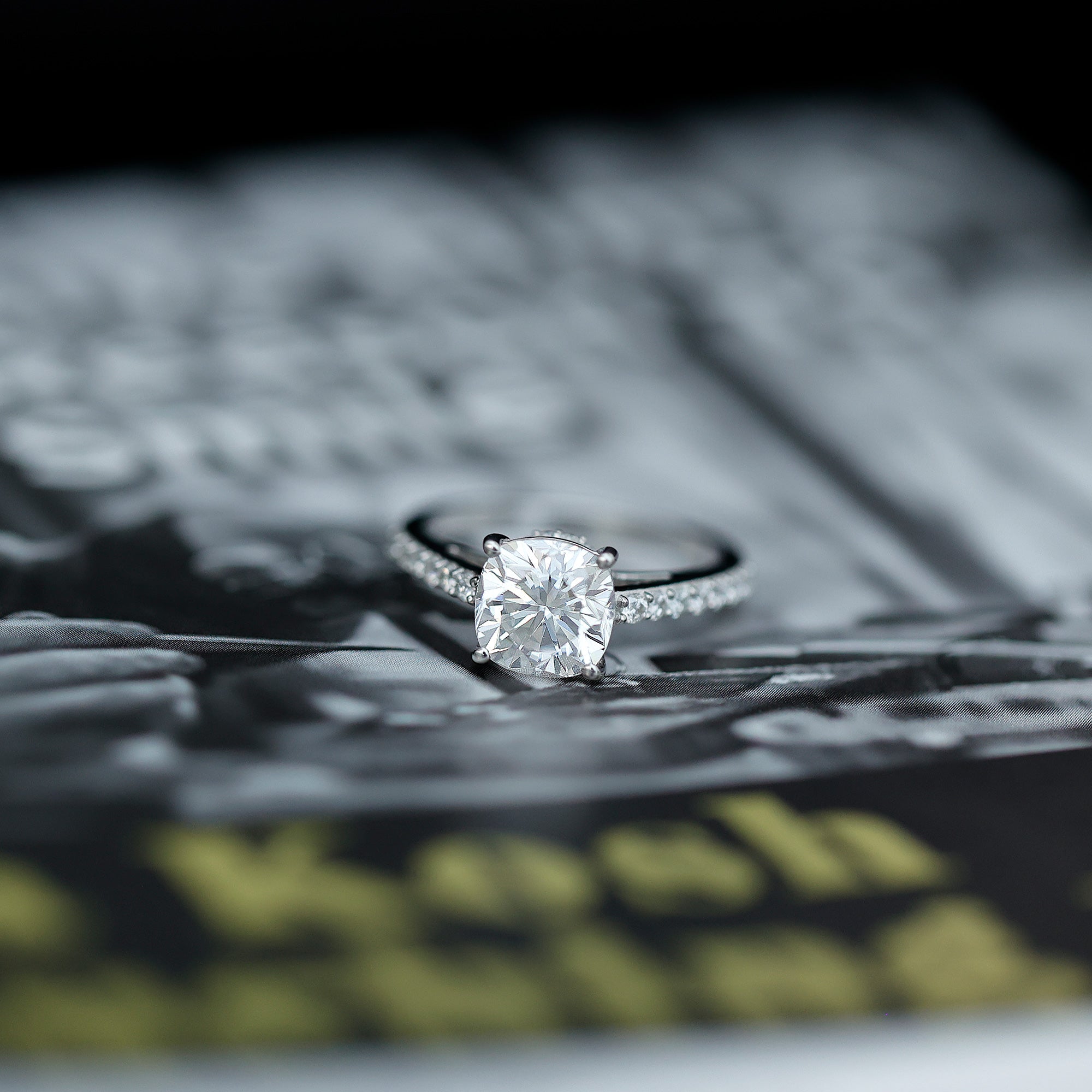 3 Carat Cushion Cut Lab Diamond Solitaire Engagement Ring IGI Certified Lab - ( E-VS1 ) - Rosec Jewels