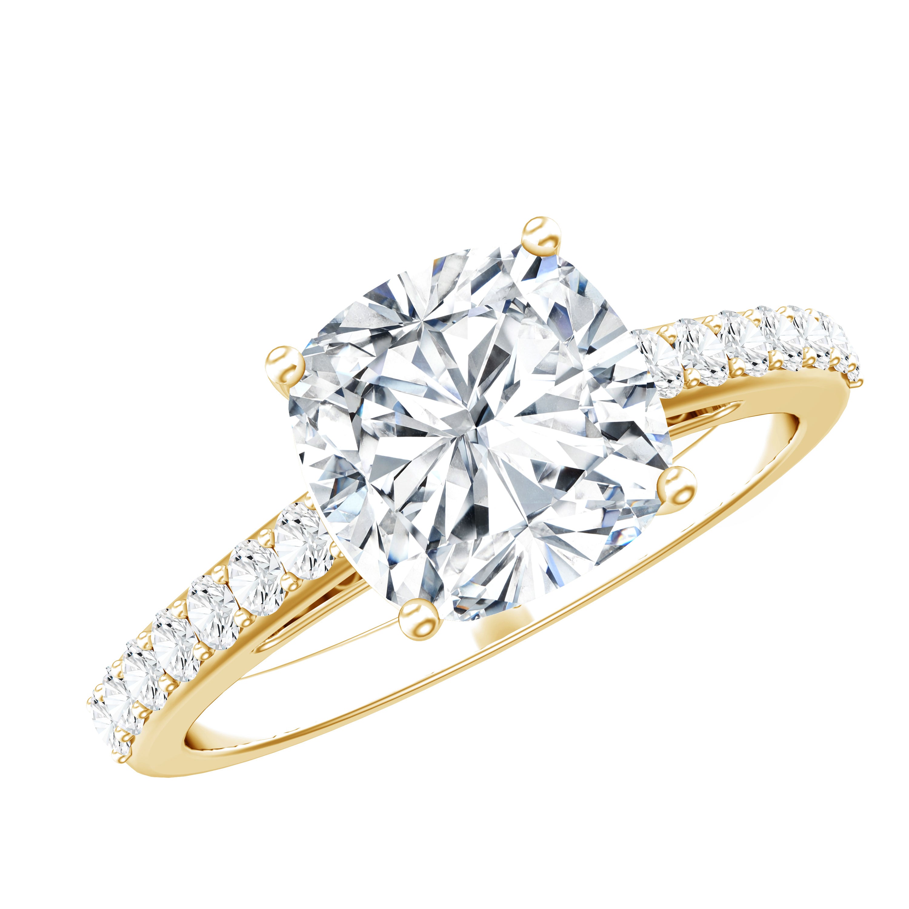 Rosec Jewels-3 Carat Cushion Cut Lab Diamond Solitaire Engagement Ring IGI Certified