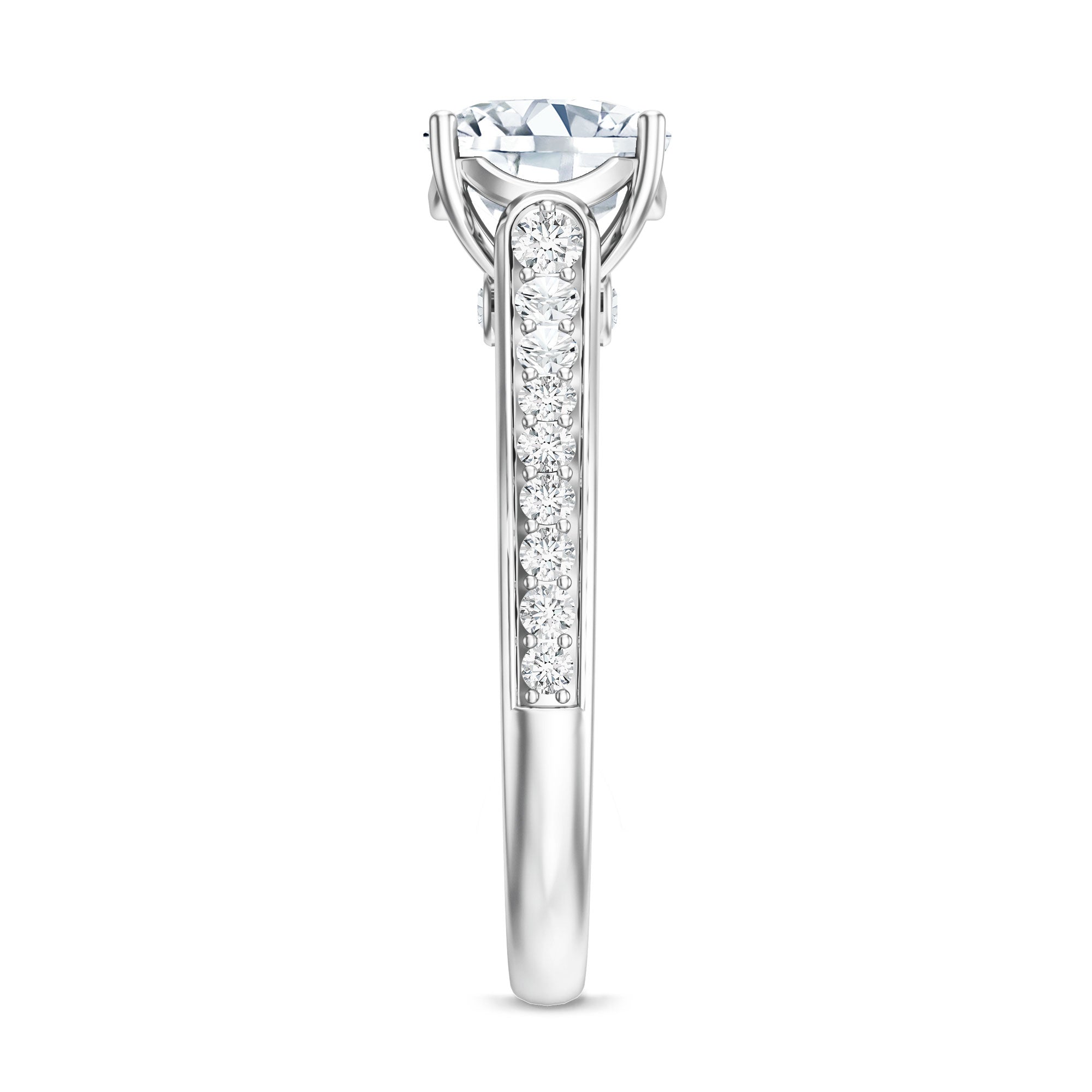 Cushion Cut 2 Carat Lab Grown Diamond Side Stone Engagement Ring IGI Certified Lab - ( E-VS1 ) - Rosec Jewels