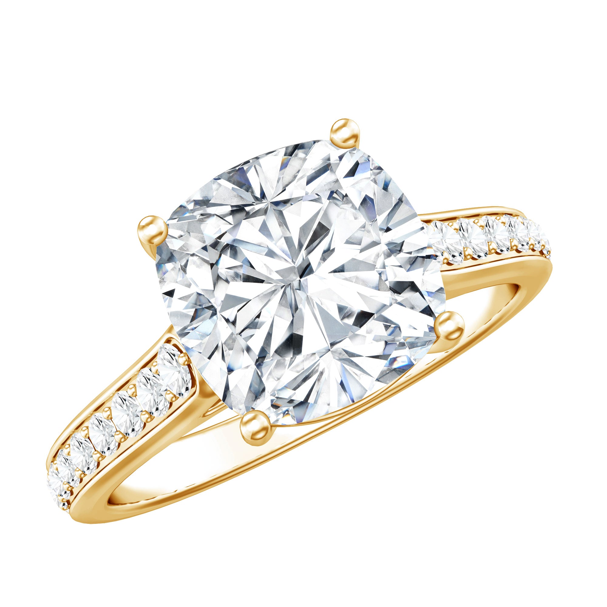 4 Carat Engagement Ring with IGI Certified Cushion Cut Lab Grown Diamond Lab - ( E-VS1 ) - Rosec Jewels