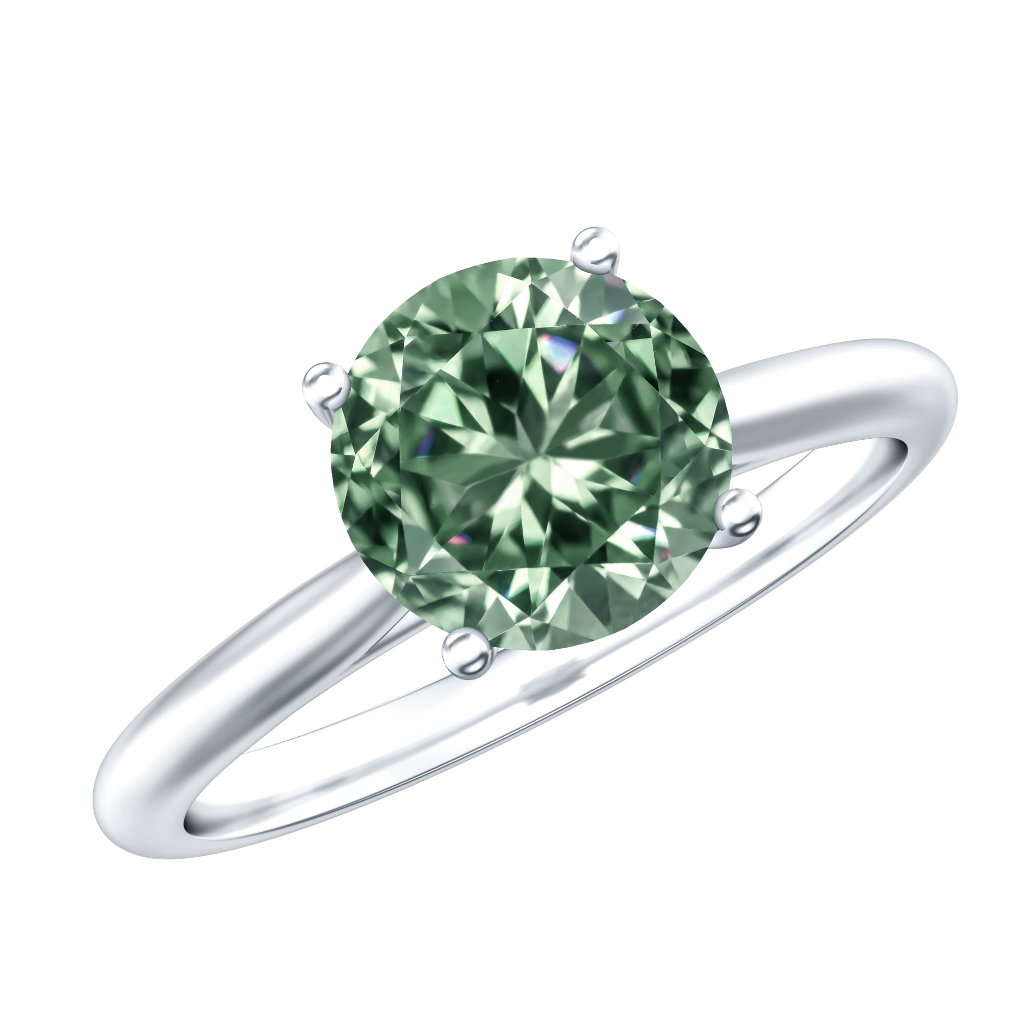 3 Carat Lab Grown Green Diamond Engagement Ring with IGI Certificate Vivid Green - VS1 - Rosec Jewels